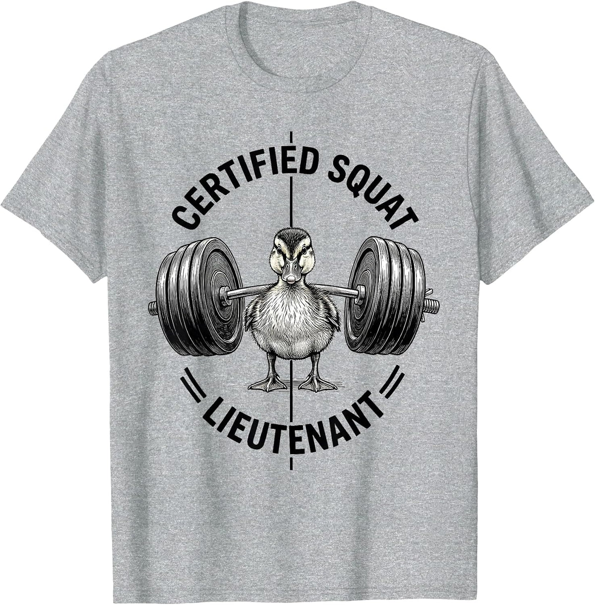 Men's Certified Squat Lieutenant Funny Animal Weightlifting Gym T-Shirt - Heather Grey