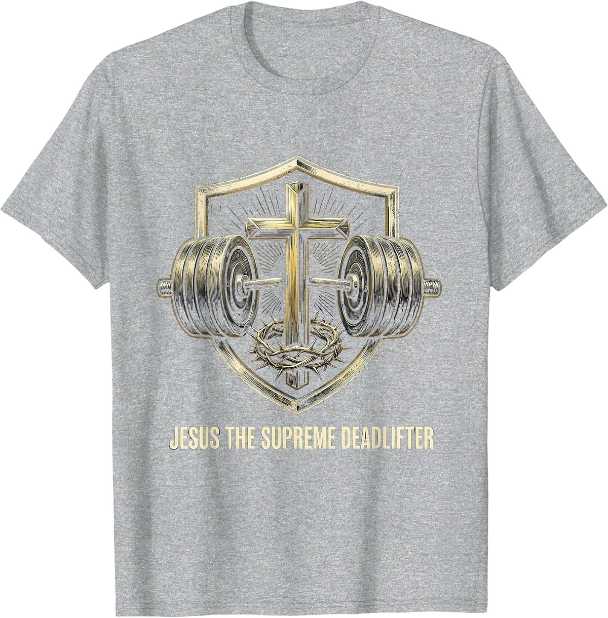 Men's Jesus The Supreme Deadlifter Funny Christian Gym T-Shirt - Heather Grey