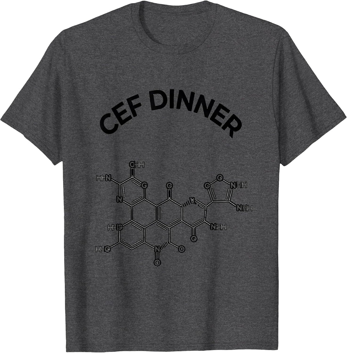 Men's Cef Dinner Thin-Line Cephalosporin Molecule Chemistry Pharma T-Shirt - Dark Heather Grey