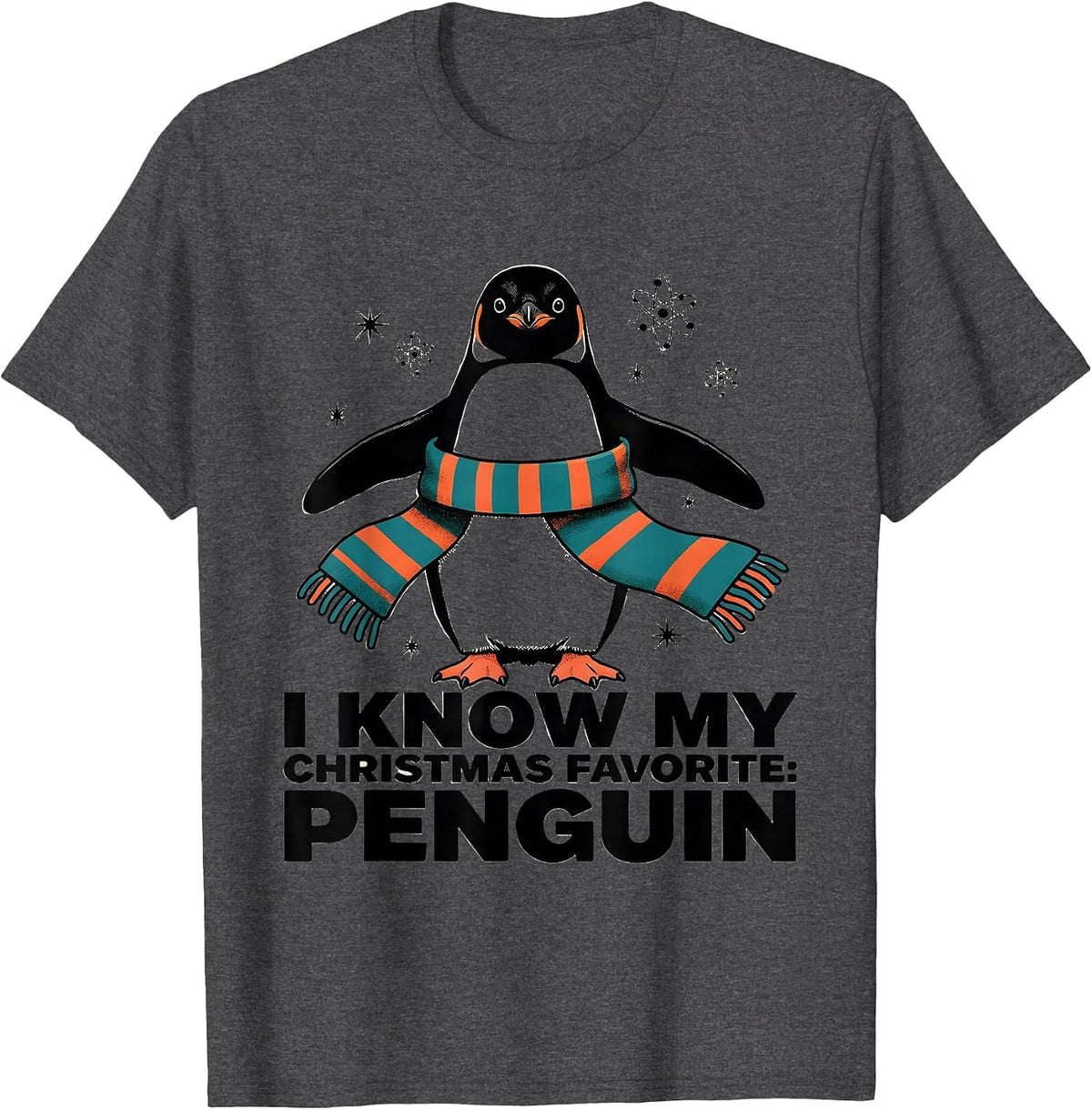 Men's I Know My Christmas Favorite Penguin Funny Penguin Lover T-Shirt - Dark Heather Grey
