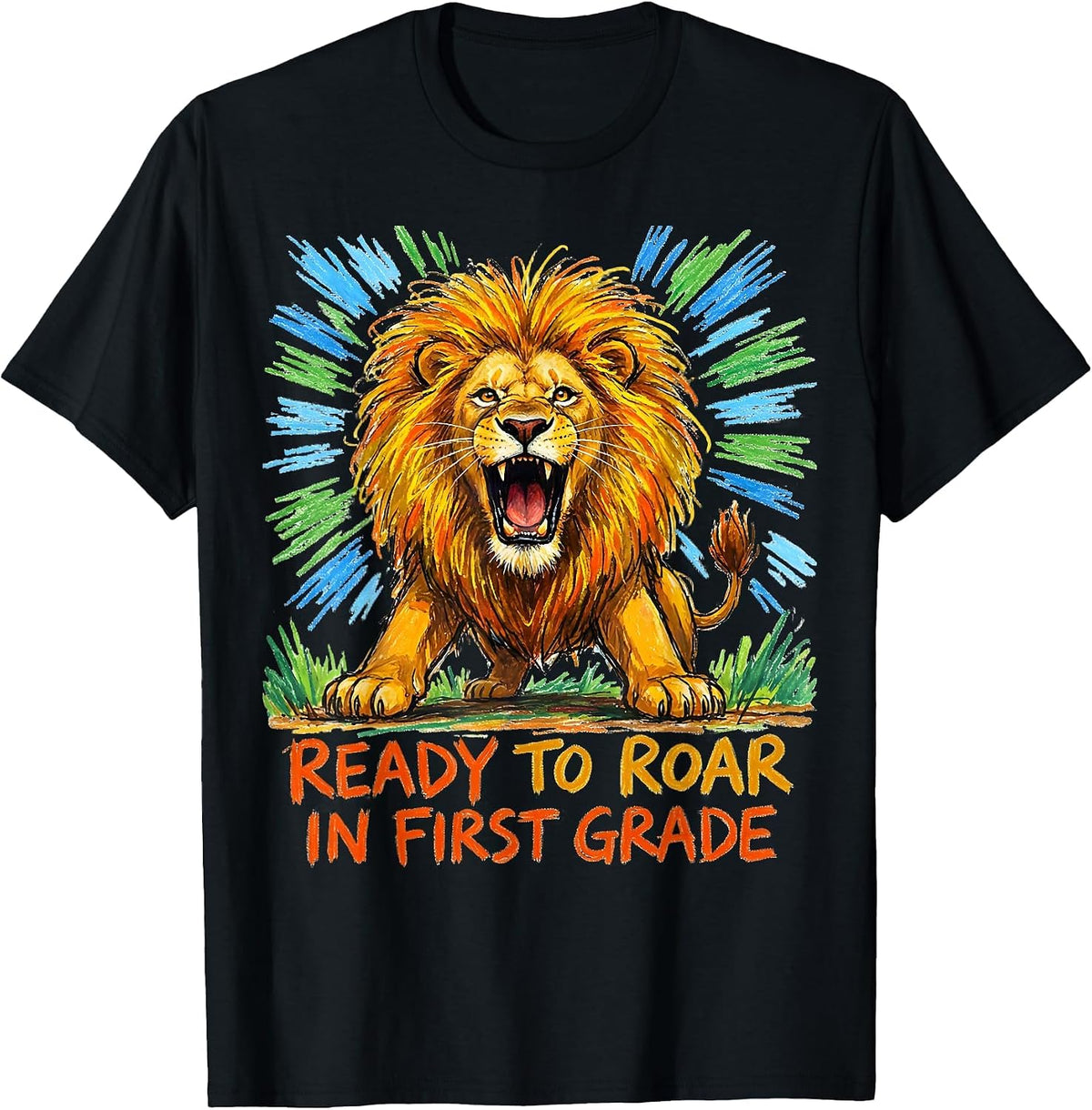 Men's Ready To Roar In First Grade Wild About Teaching Jungle T-Shirt - Black