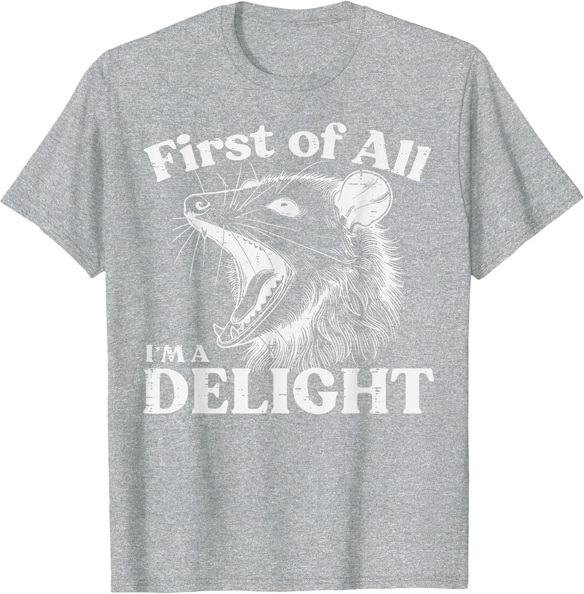 Opossum First Im A Delight Funny Possum Humor Men Women Kids T-Shirt - Heather Grey