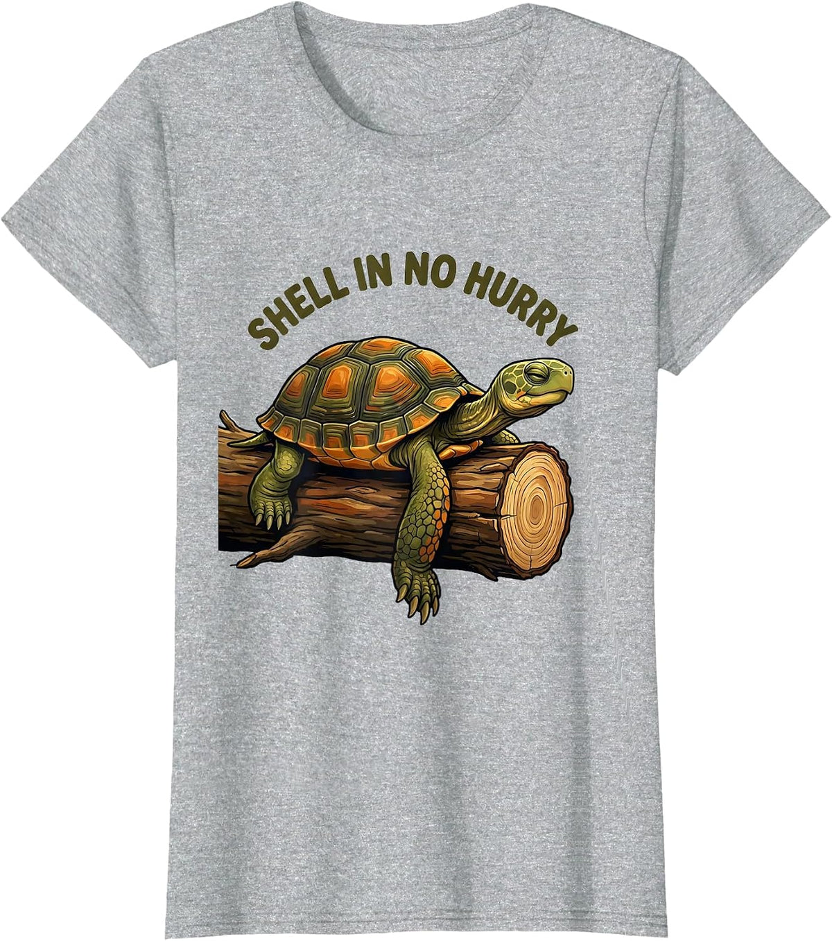 Women's Shell In No Hurry Funny Turtle Lover Reptile Enthusiast Gift T-Shirt - Heather Grey