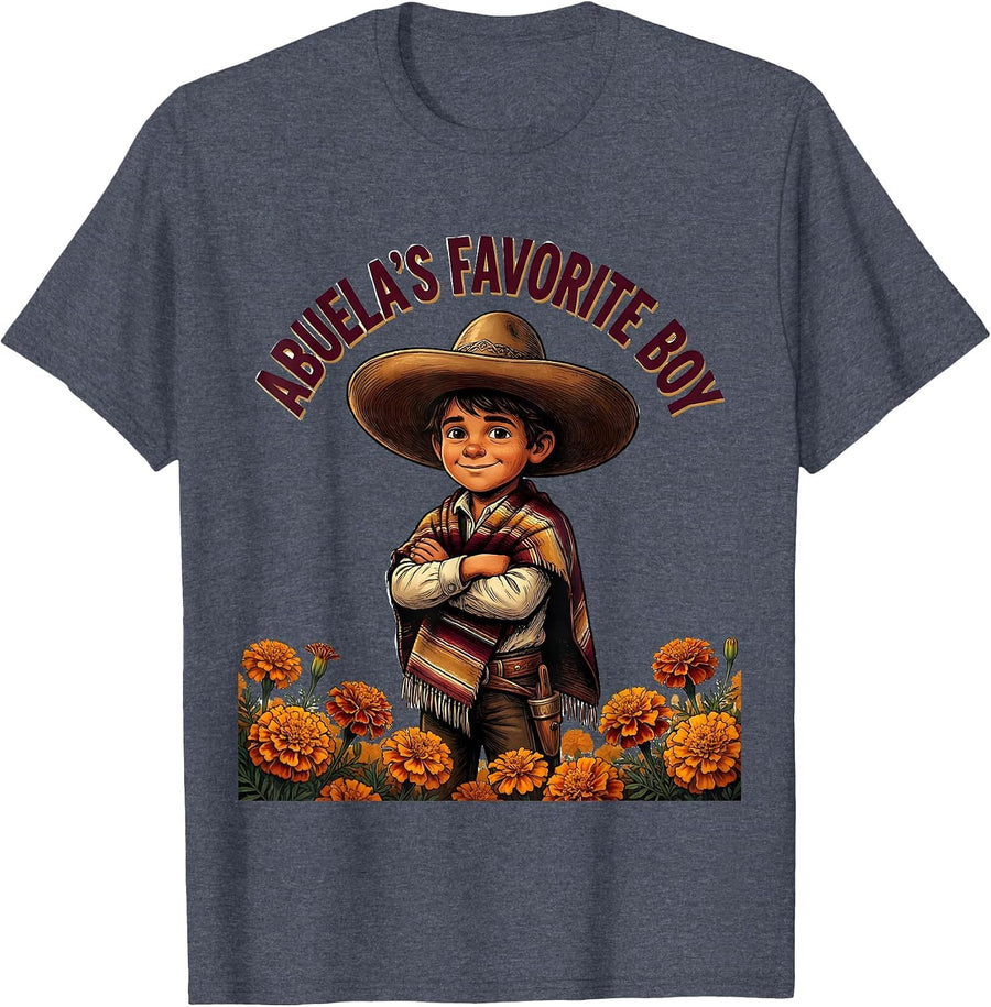 Abuela's Favorite Boy Mexican Heritage Design T-Shirt - Heather Blue