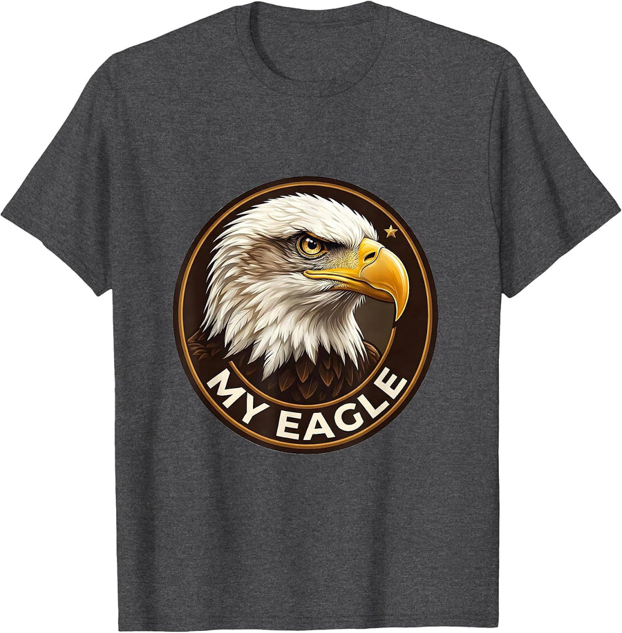 Men's My Eagle Bald Eagle Mascot Fan Pride Family Humor T-Shirt - Dark Heather Grey