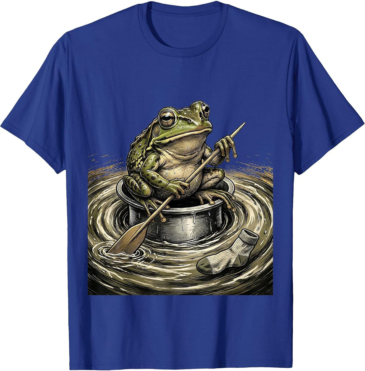 Men's Squat Frog Thimble Rowing Meme Humor Illustration T-Shirt - Royal Blue
