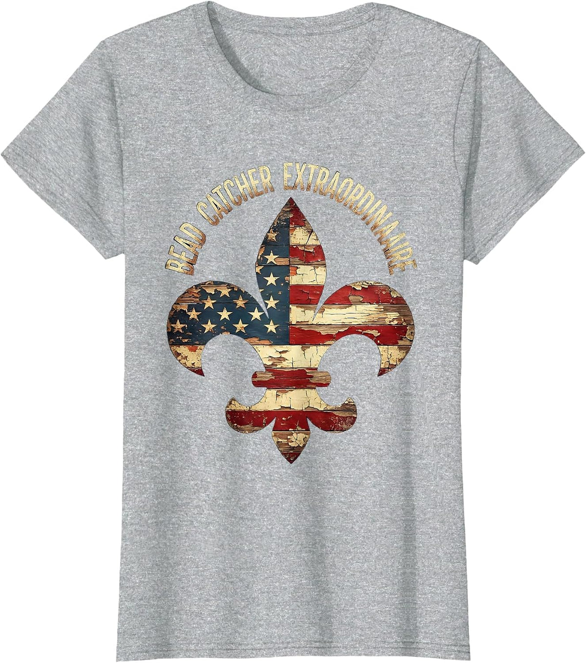 Women's Bead Catcher Extraordinaire Mardi Gras Design T-Shirt - Heather Grey