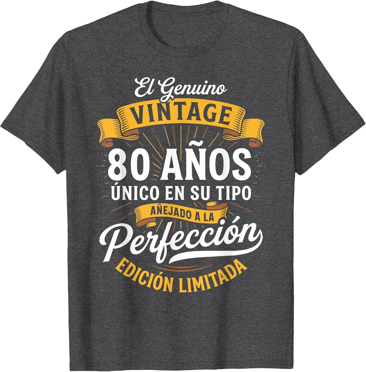 Vintage 80th Birthday Men Funny 80 Birthday Spanish T-Shirt - Dark Heather Grey