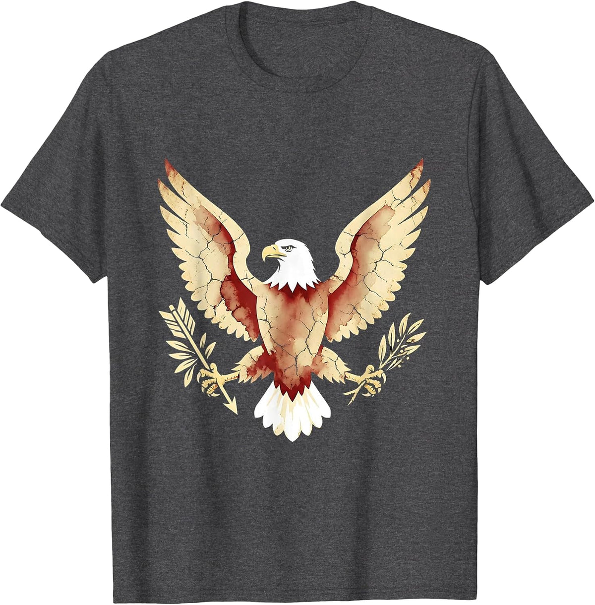 God Bless America Bald Eagle Patriotic Graphic T-Shirt - Dark Heather Grey