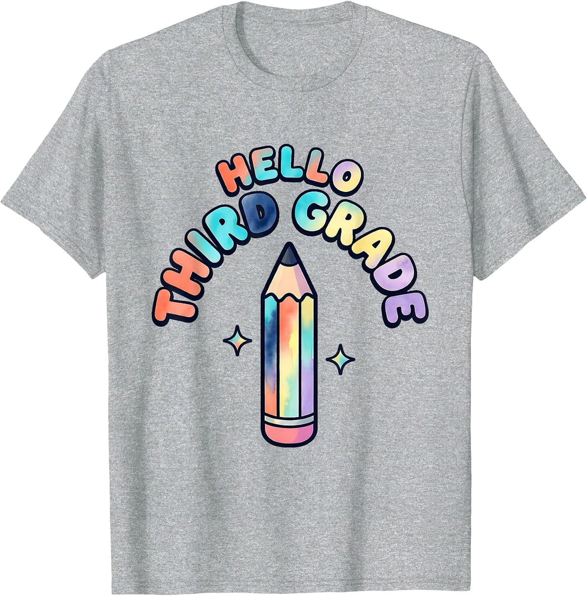Men's Hello Third Grade Colorful Elementary Girl Back To School T-Shirt - Heather Grey