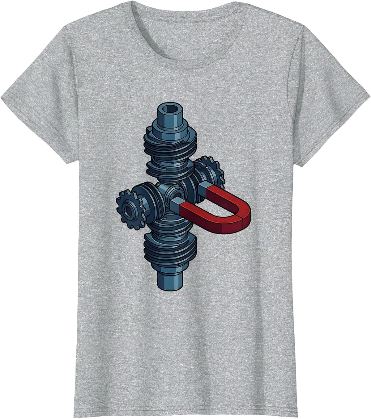 Women's Valley Forge Automotive Crankshaft Magnet Graphic T-Shirt - Heather Grey