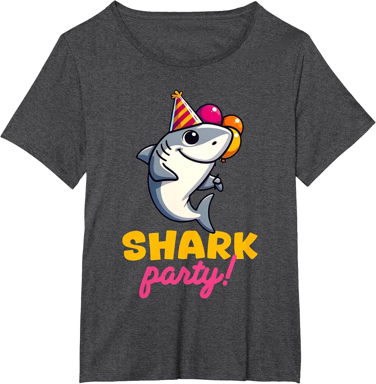 Cool Shark Party Birthday Beach Funny Shark T-Shirt - Dark Heather Grey