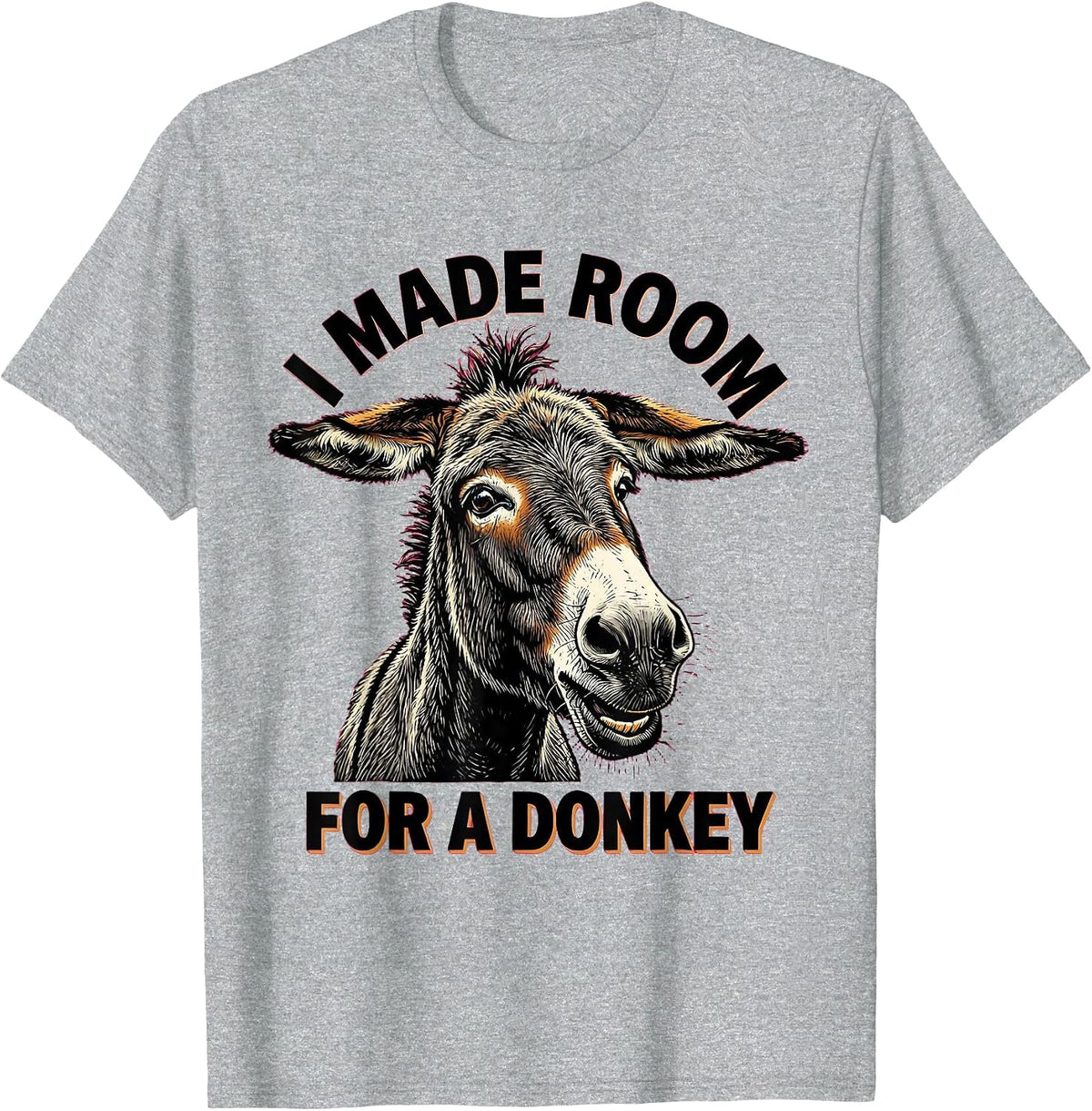Men's I Made Room For A Donkey Funny Donkey Animal Humor Novelty T-Shirt - Heather Grey