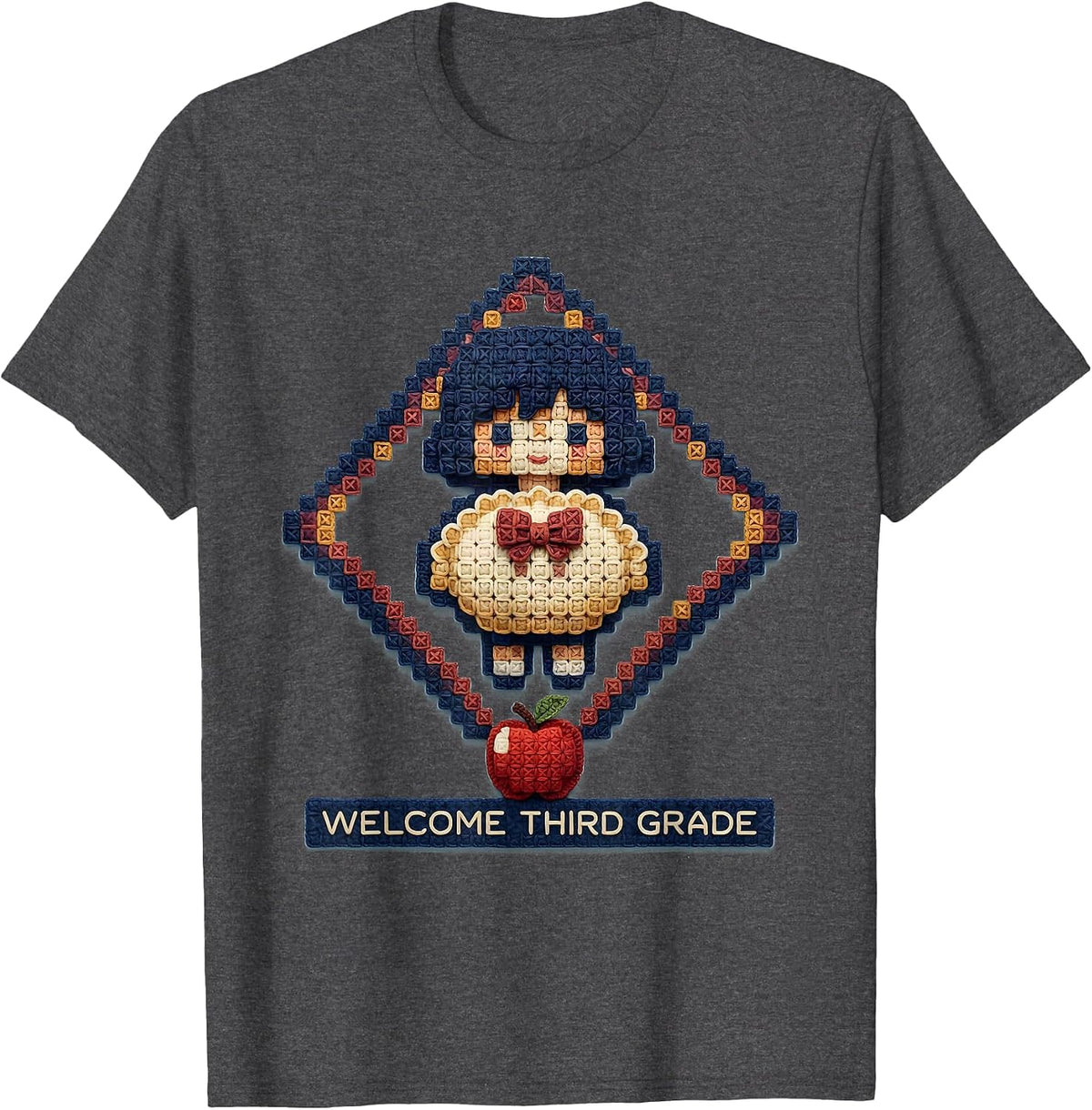 Men's Welcome Third Grade Cute Dumpling Girl Back to School T-Shirt - Dark Heather Grey