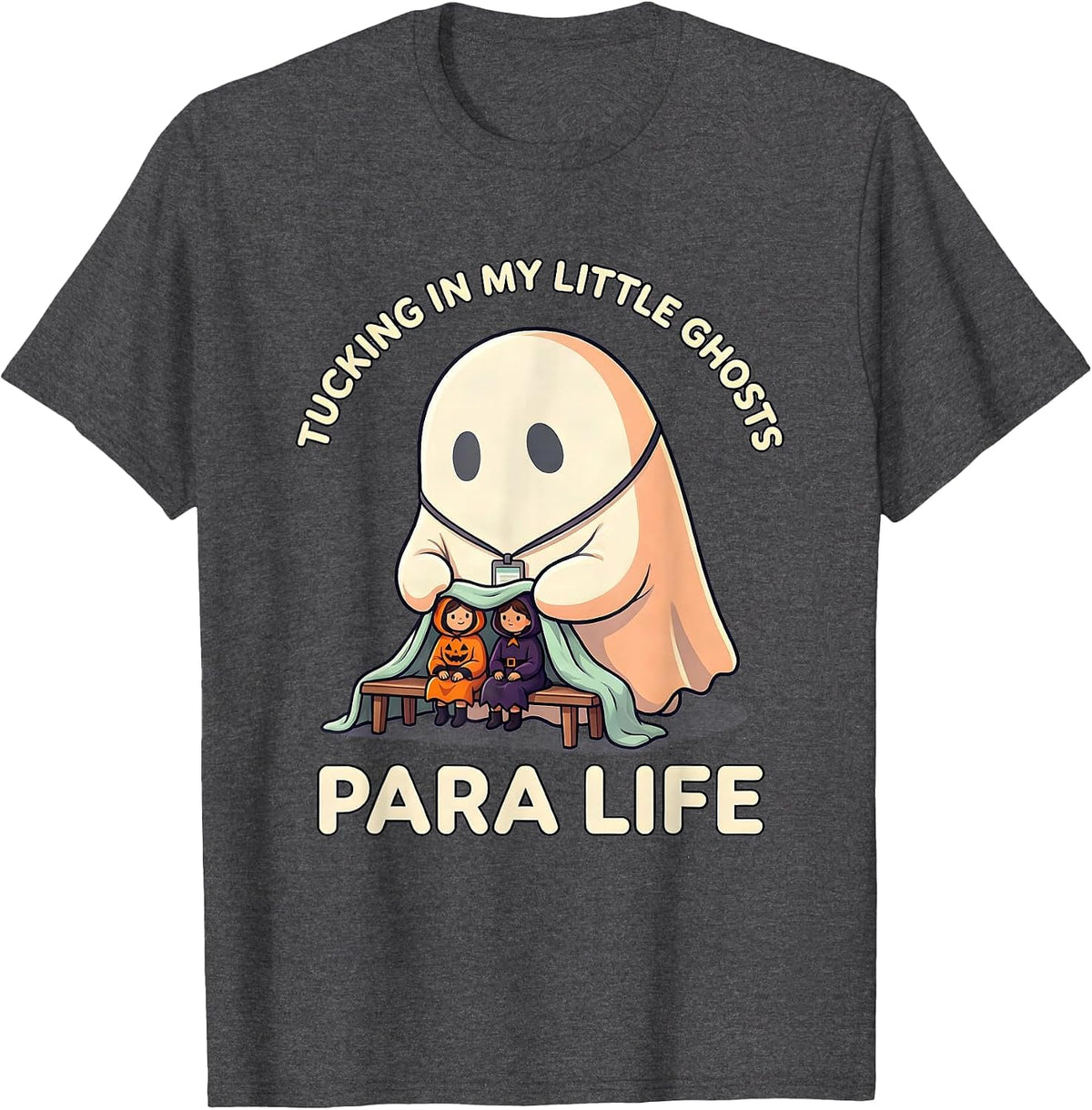 Tucking In My Little Ghosts Para Life Cute Kawaii T-Shirt - Dark Heather Grey