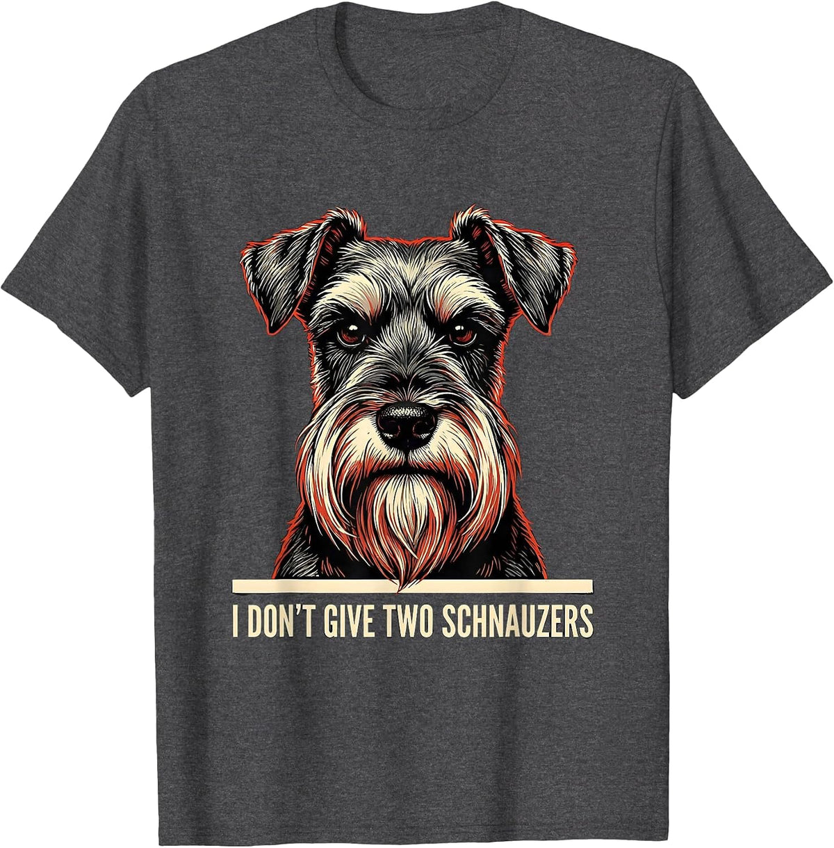 Men's I Don't Give Two Schnauzers Funny Miniature Schnauzer Lover T-Shirt - Dark Heather Grey