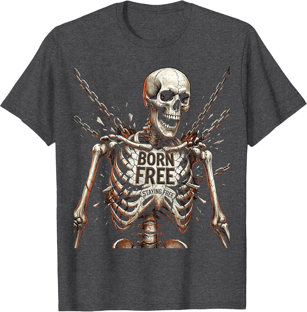 Born Free Staying Free Freedom Graphic Design T-Shirt - Dark Heather Grey