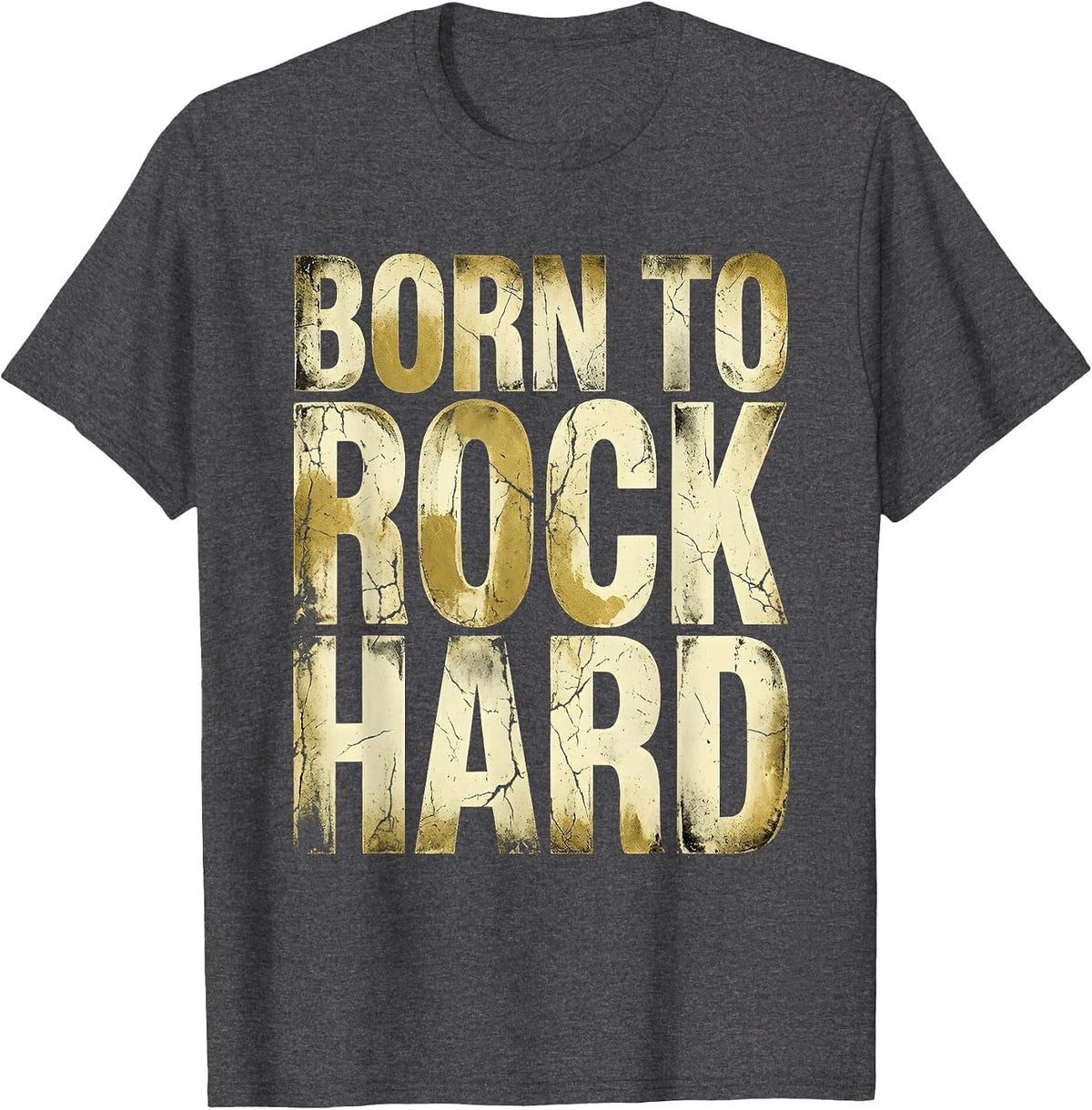 Born to Rock Hard Mens Rock Band Design T-Shirt - Dark Heather Grey