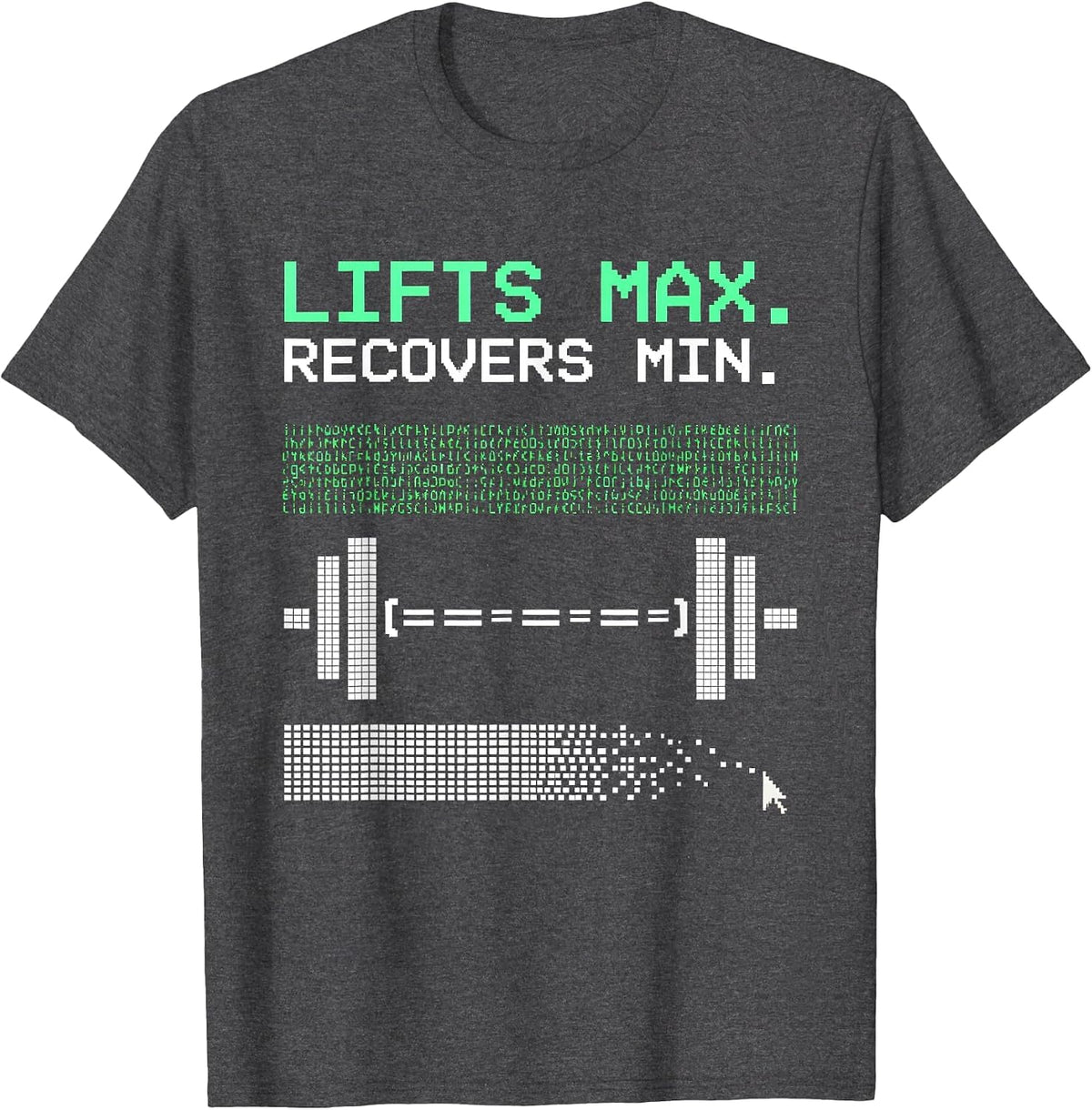 Men's LIFTS MAX RECOVERS MIN Funny Gym Workout Humor Weightlifting T-Shirt - Dark Heather Grey