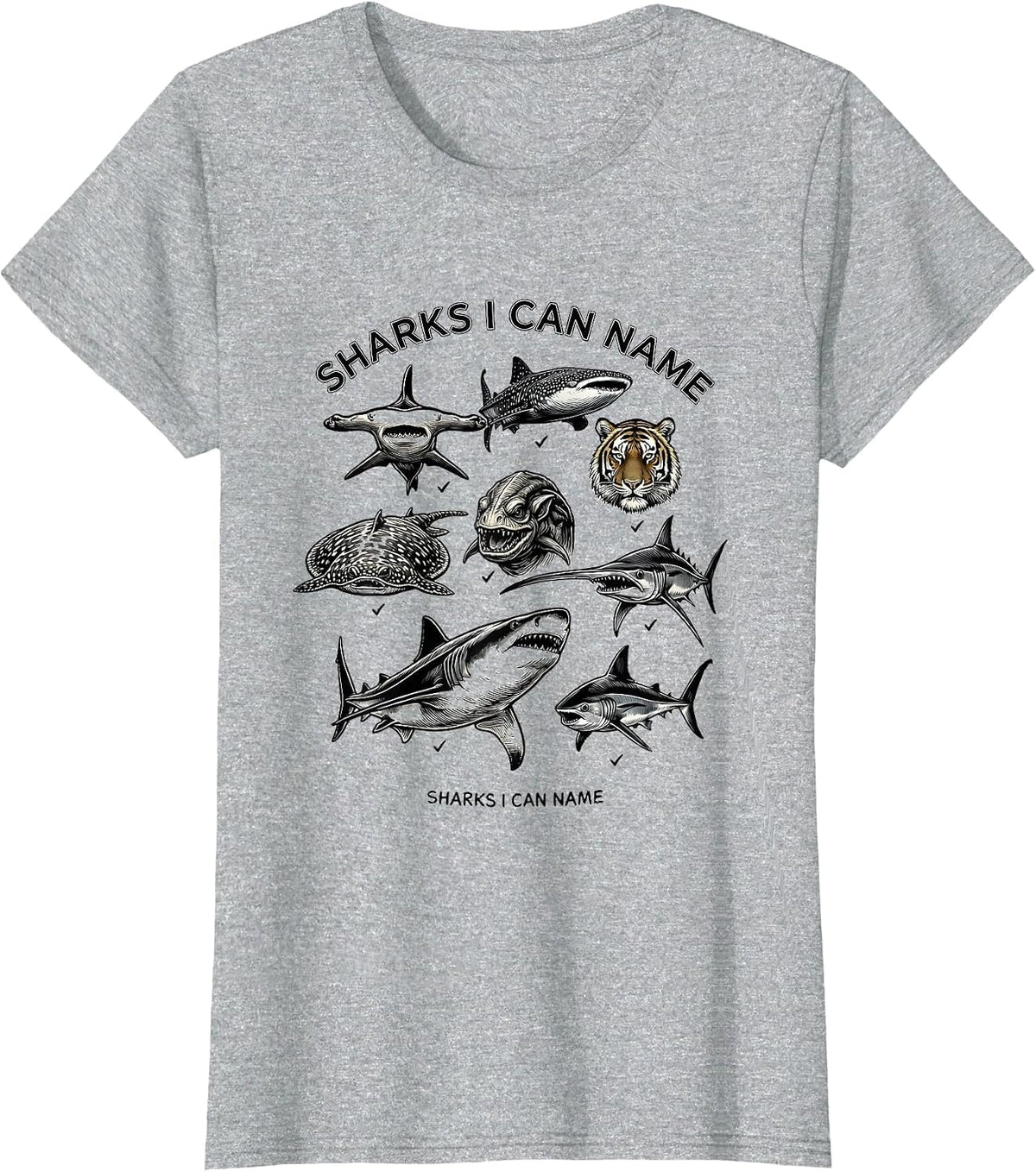 Sharks I Can Name Funny Shark Lover Marine Biology Gift T-Shirt - Heather Grey