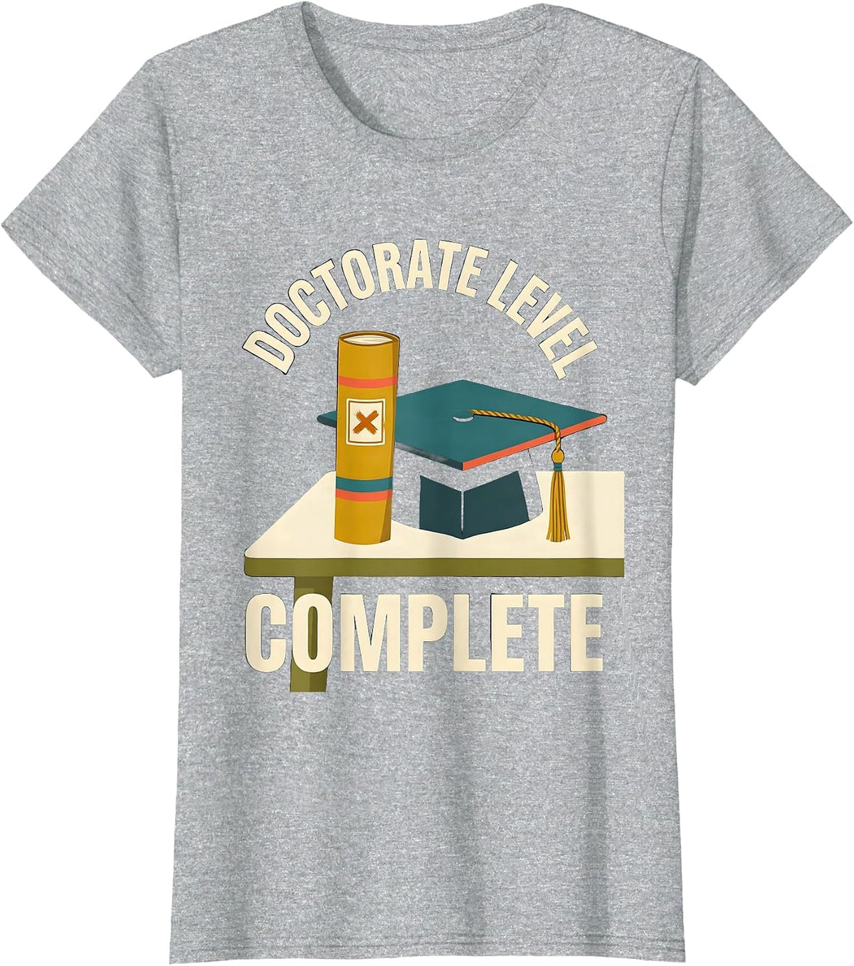 Doctorate Level Complete Midcentury Modern Graduation Humor T-Shirt - Heather Grey