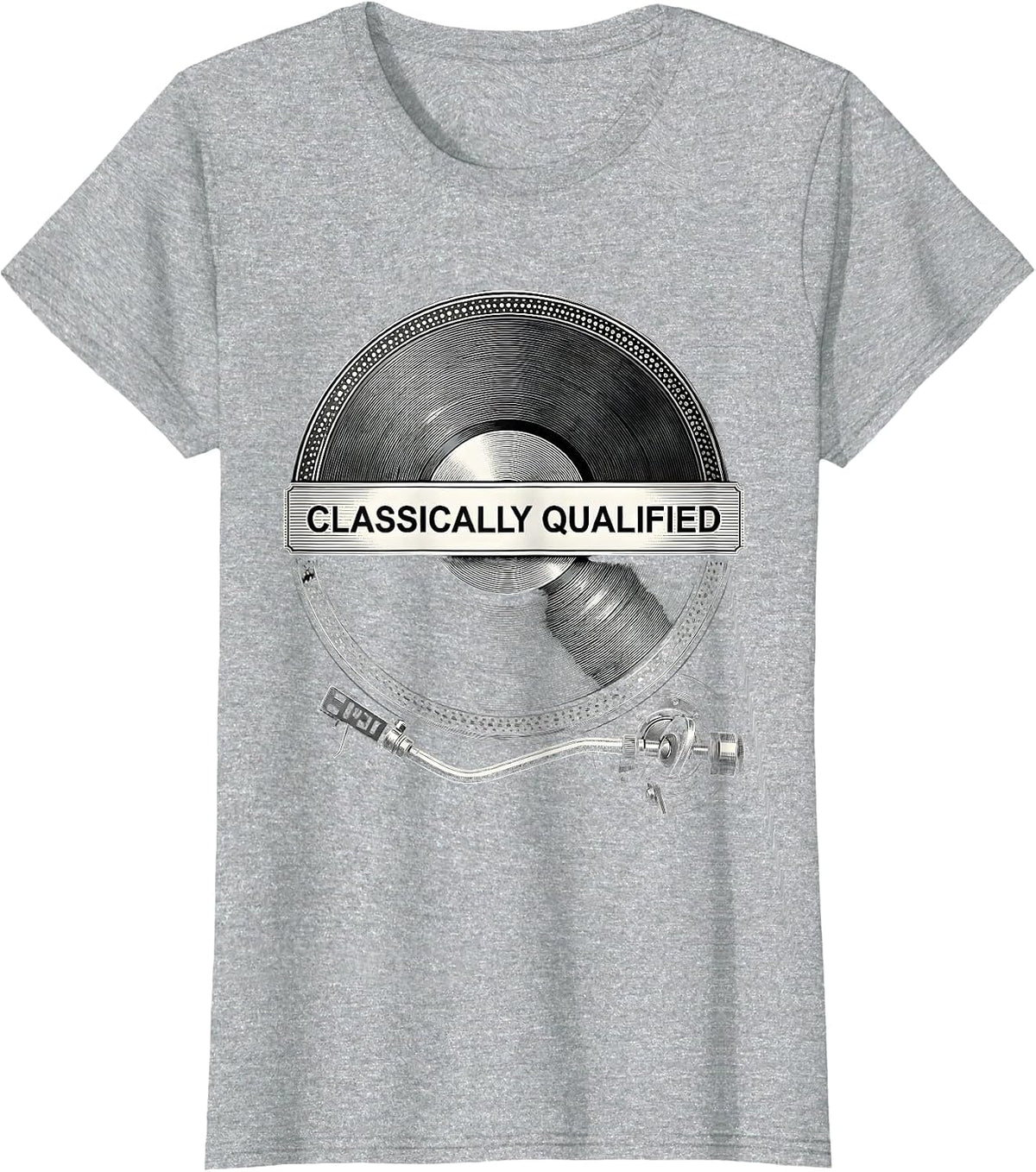Women's Classically Qualified Retro Tech Analog Enthusiast Humor T-Shirt - Heather Grey