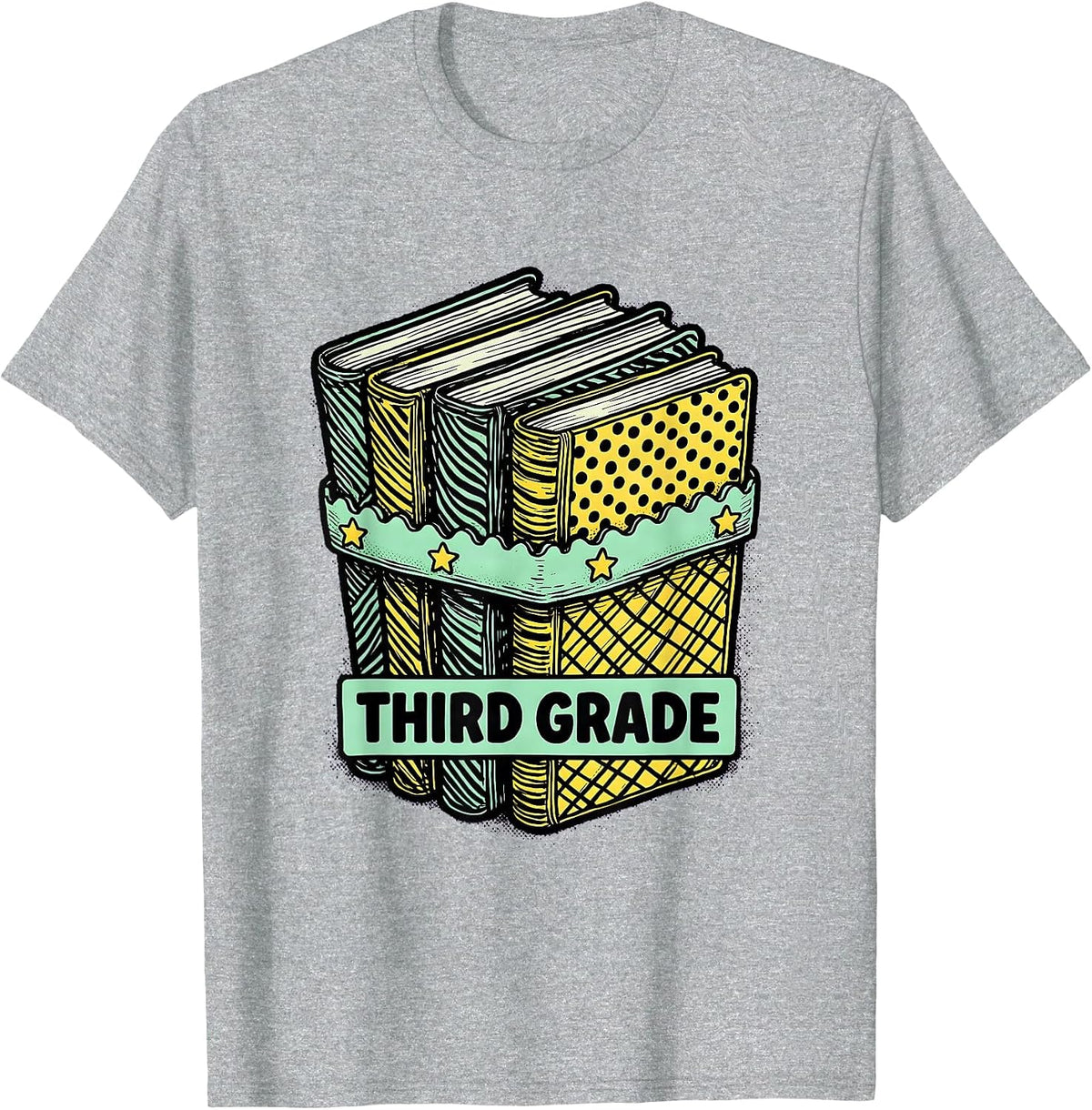 Men's THIRD GRADE Retro Cartoon Back To School First Day of School T-Shirt - Heather Grey