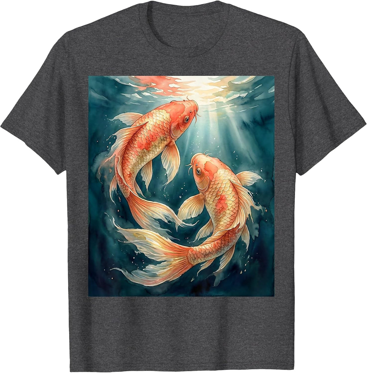 Koi Fish Rising Suicide Awareness Graphic T-Shirt - Dark Heather Grey