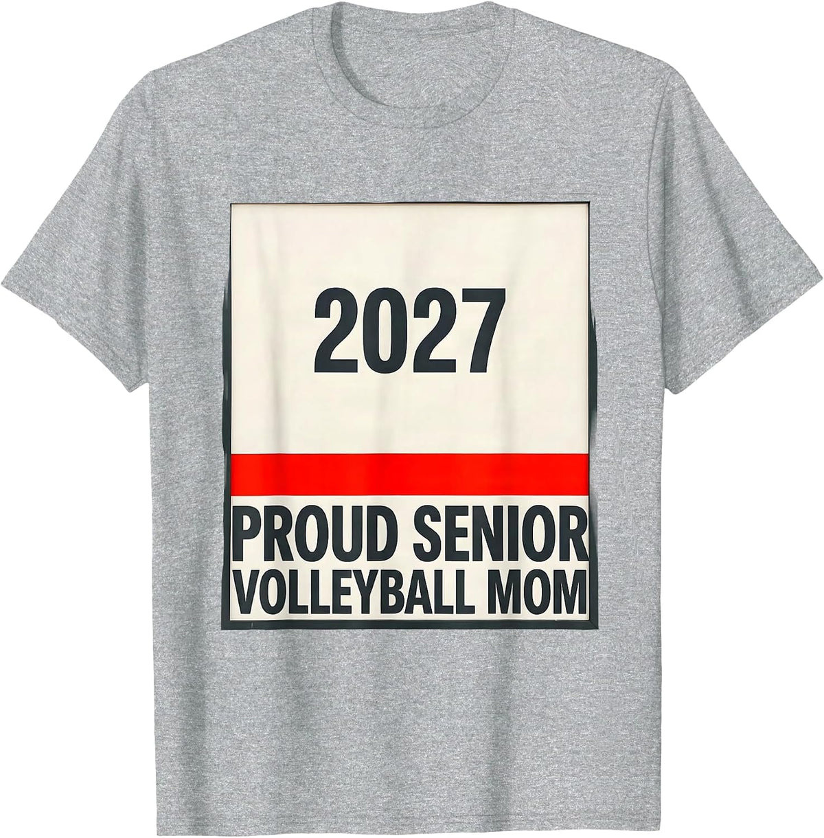 Men's Proud Senior Volleyball Mom 2027 Minimalist Senior Night T-Shirt - Heather Grey