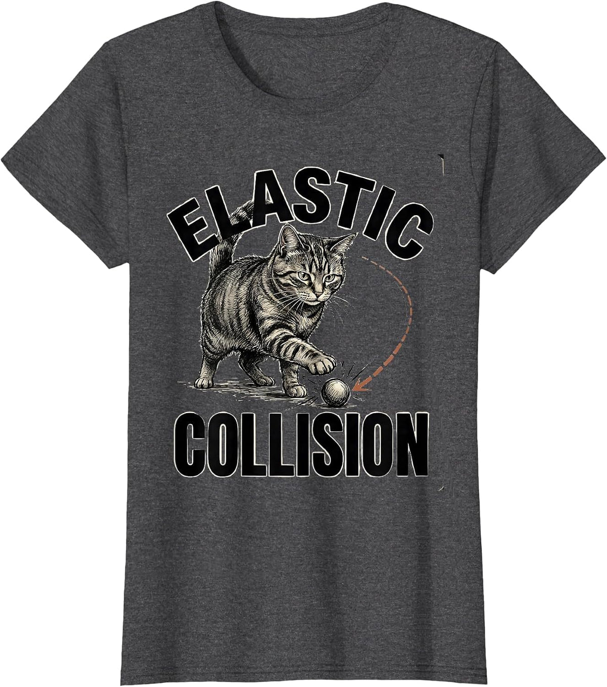 Women's Elastic Collision Funny Cat Physics Humor Design For Cat T-Shirt - Dark Heather Grey