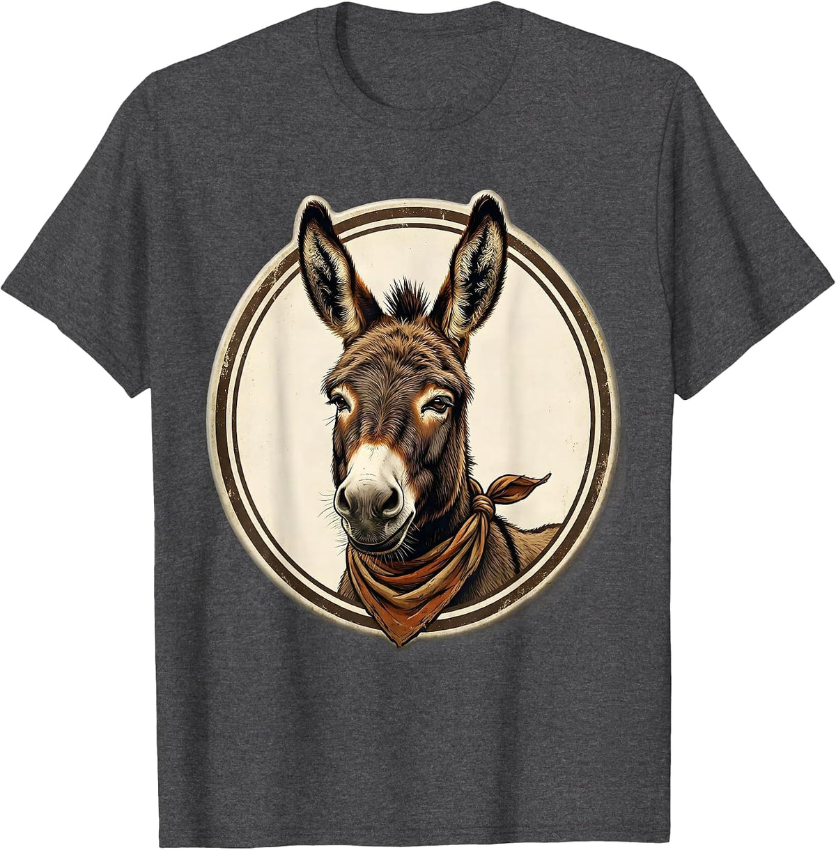 Men's Sealed Donkey Portrait Vintage Animal Lover Halloween Humor T-Shirt - Dark Heather Grey