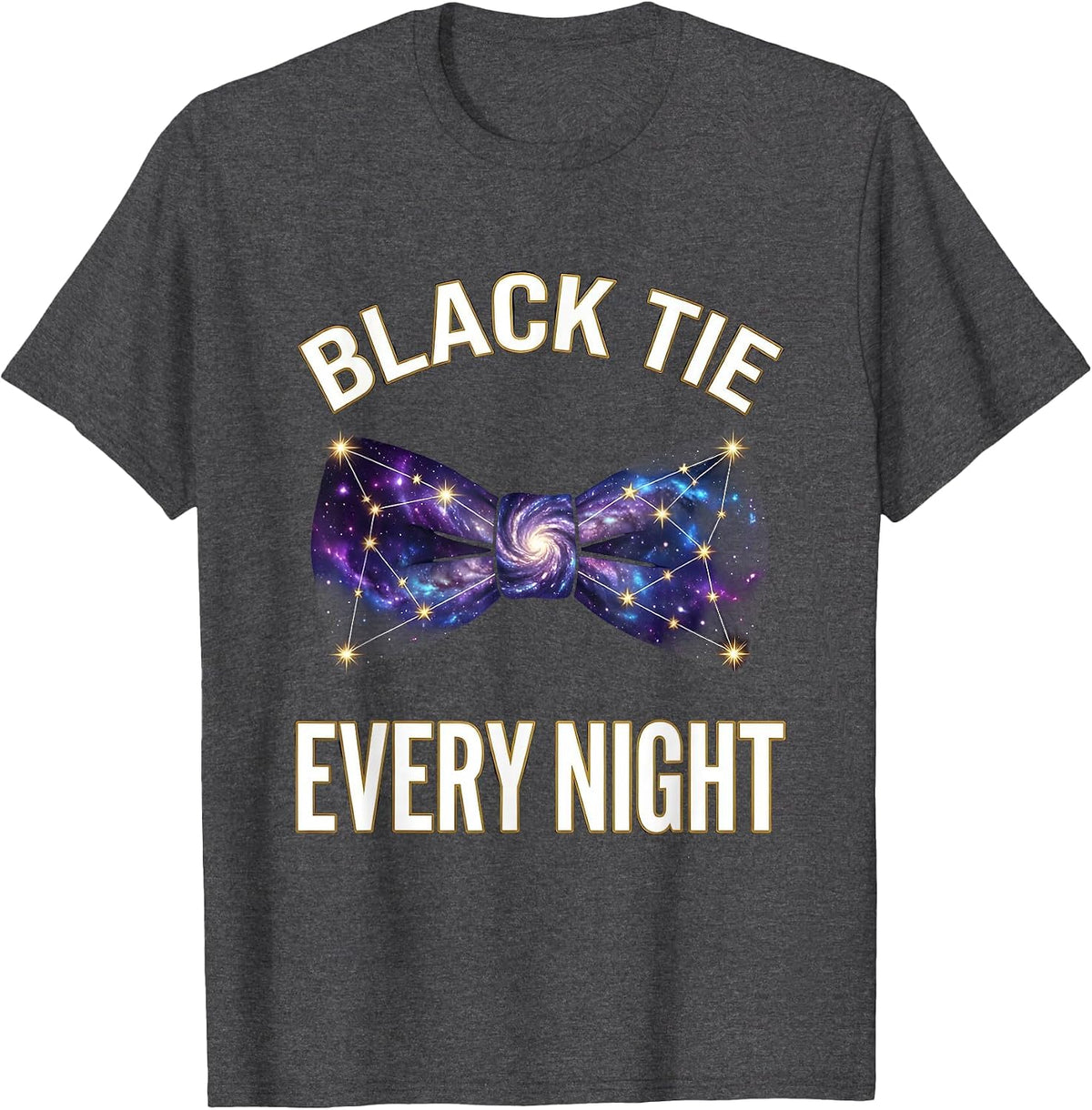 Black Tie Every Night Tuxedo Graphic Design T-Shirt - Dark Heather Grey