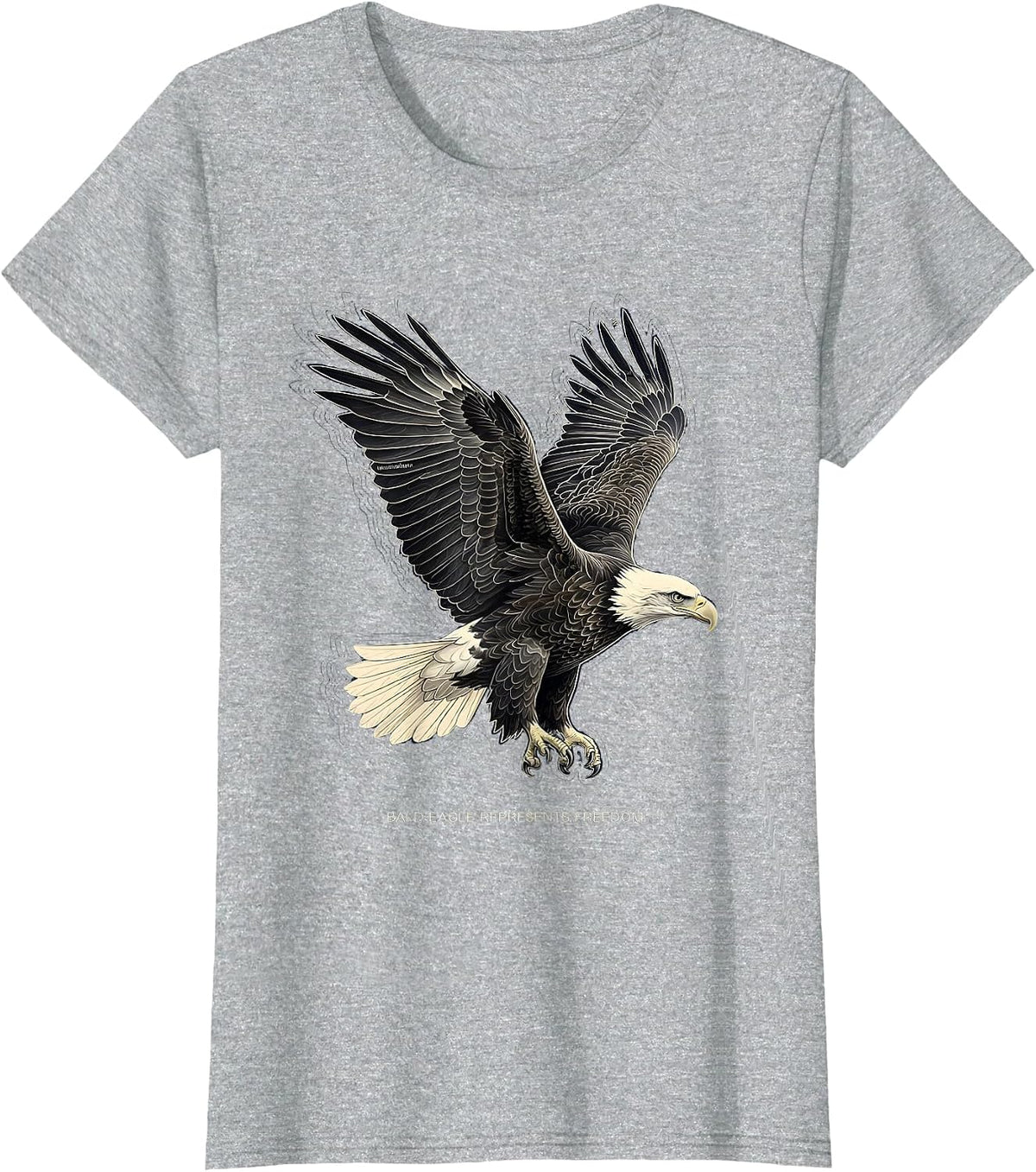 Women's Bald Eagle Represents Freedom Patriotic Wildlife Bird Nature T-Shirt - Heather Grey