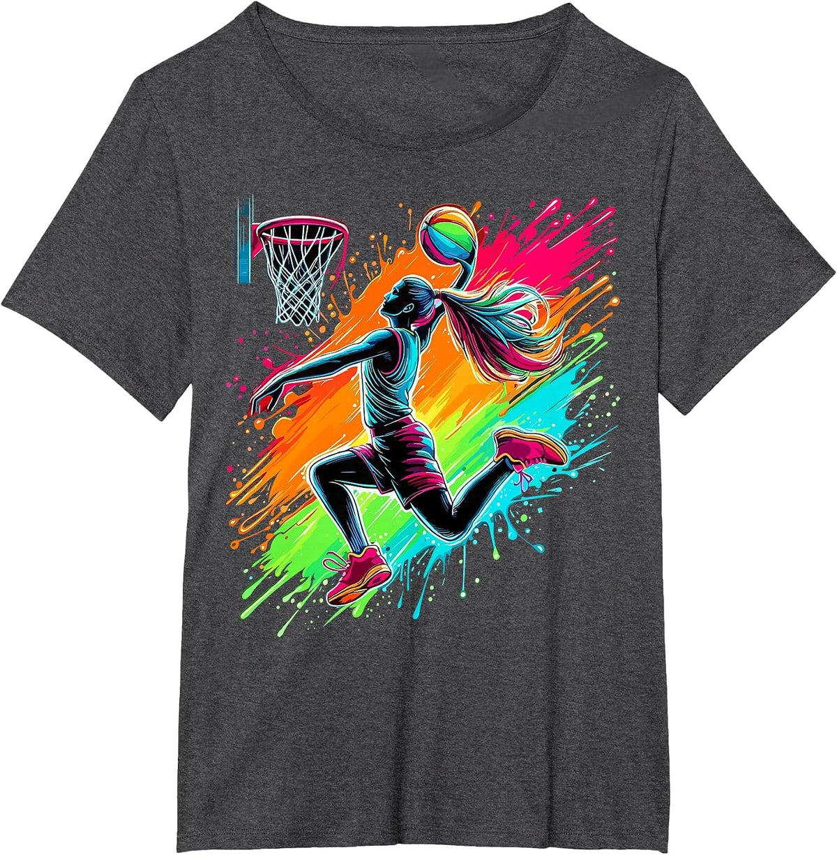 Basketball Player Girl Basketballer T-Shirt - Dark Heather Grey