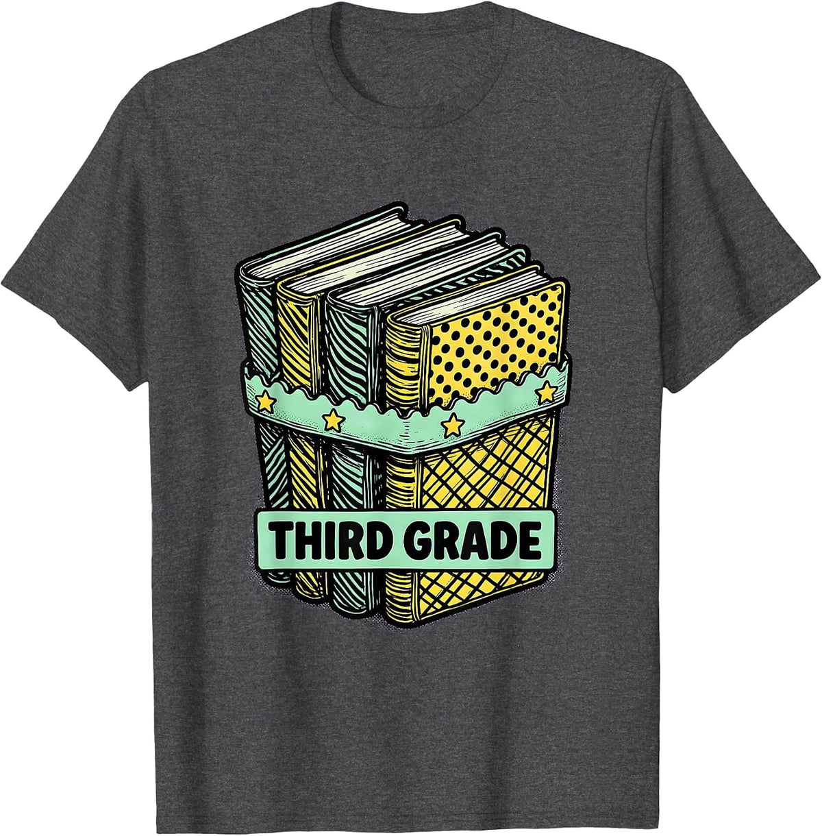 Men's THIRD GRADE Retro Cartoon Back To School First Day of School T-Shirt - Dark Heather Grey