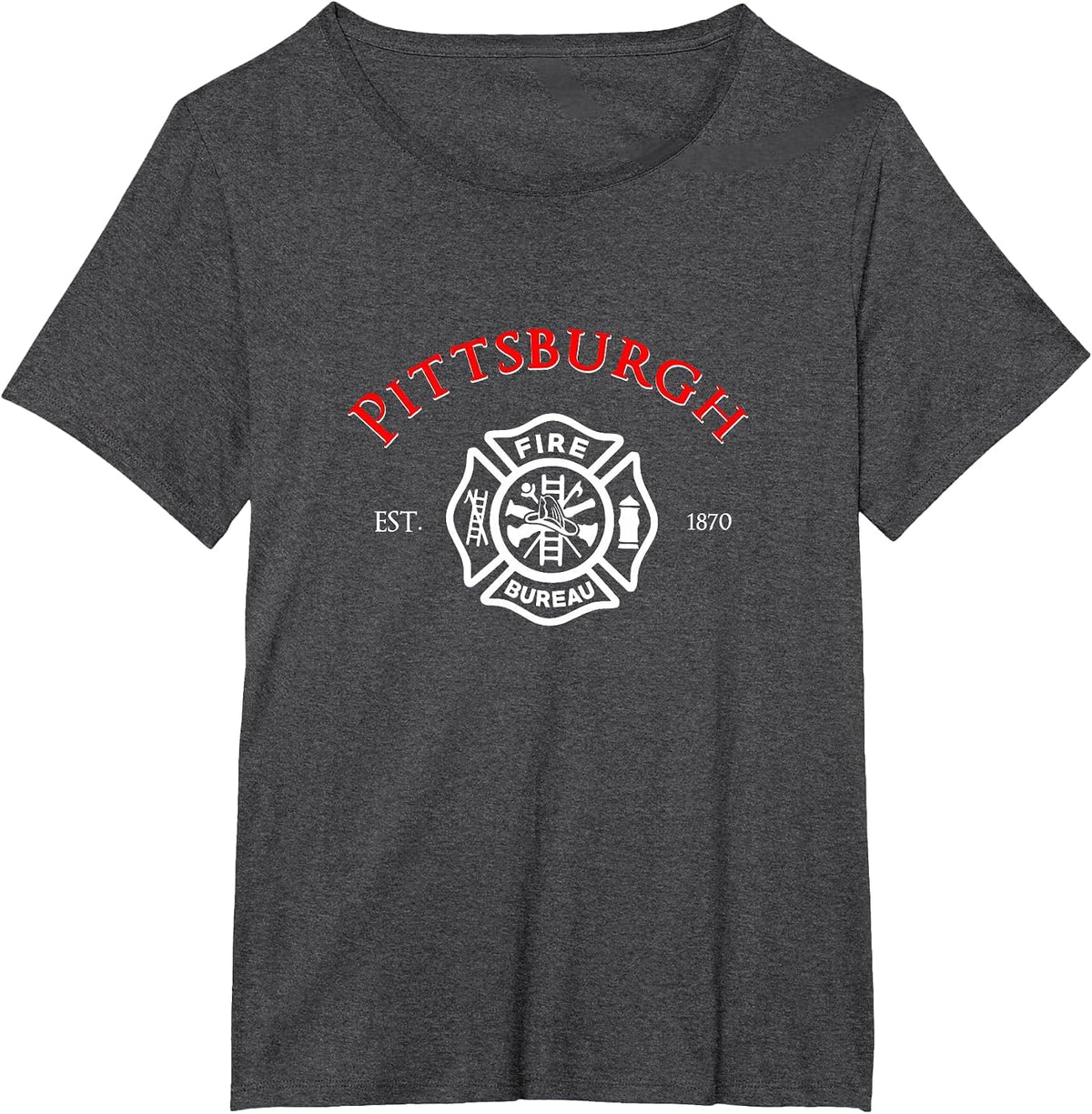 Pittsburgh Fire Bureau Pennsylvania Fireman Rescue Red Line T-Shirt - Dark Heather Grey