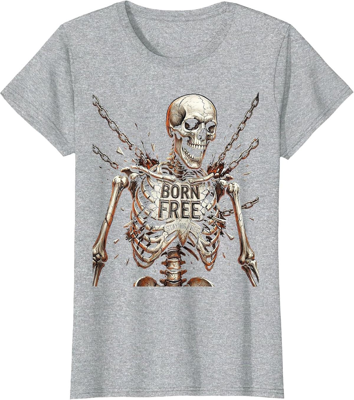 Born Free Staying Free Freedom Graphic Design T-Shirt - Heather Grey