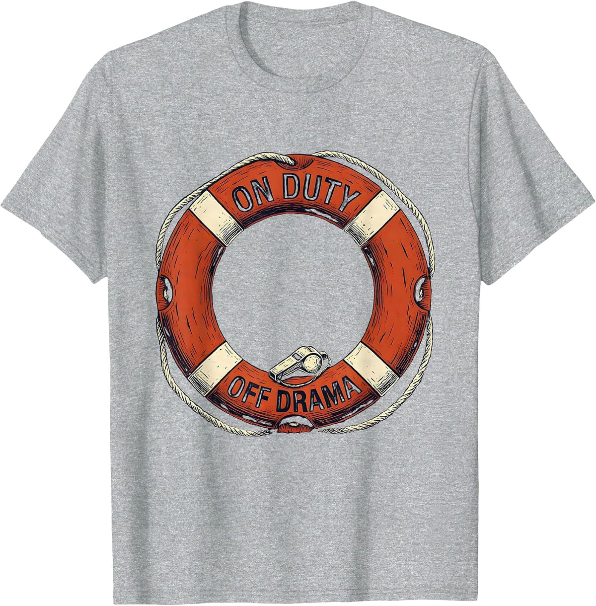 Men's Life Guard On Duty Off Drama Graphic Design T-Shirt - Heather Grey