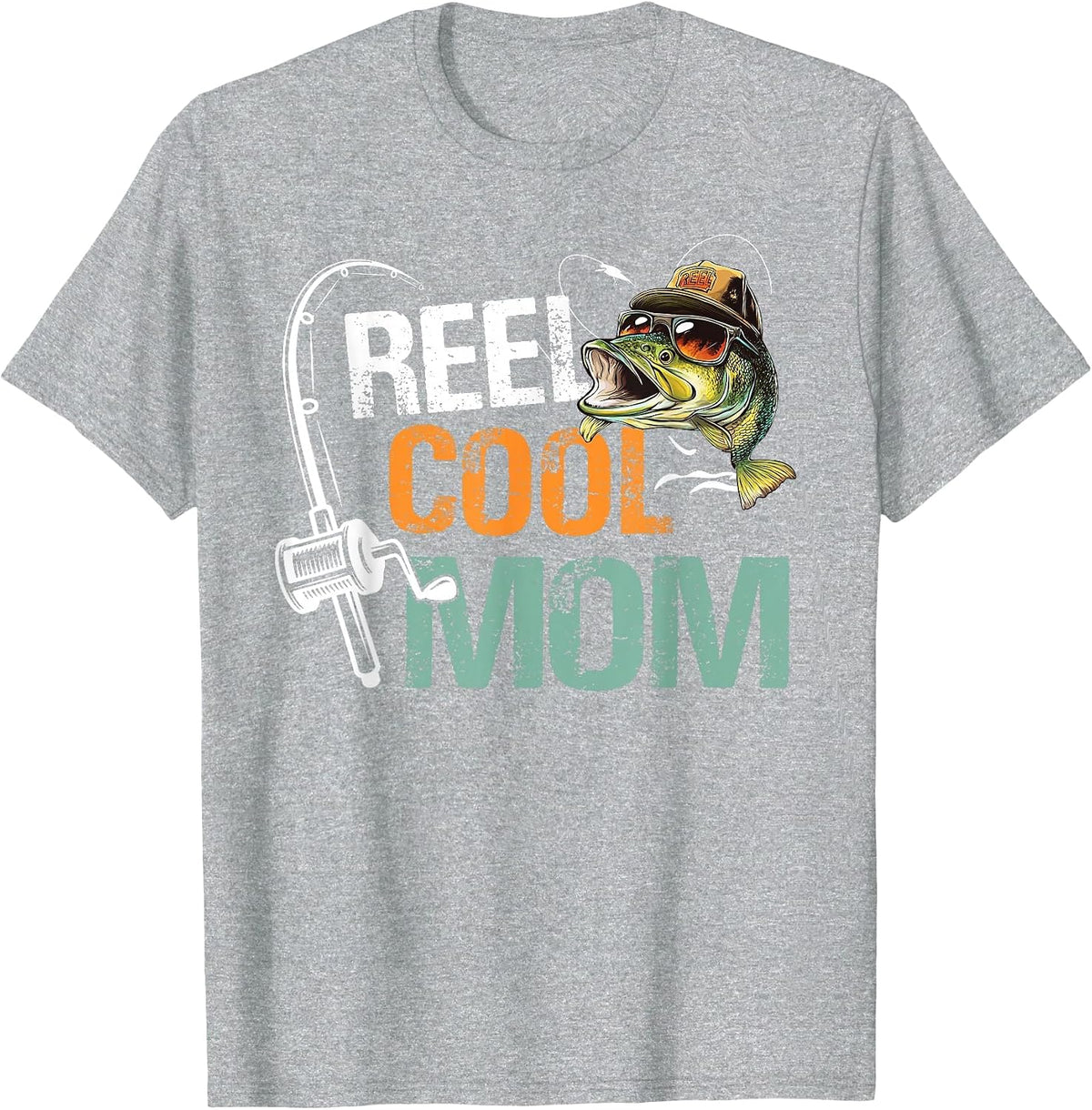 Reel Cool Mom Fishing Mum Birthday Vintage T-Shirt - Heather Grey
