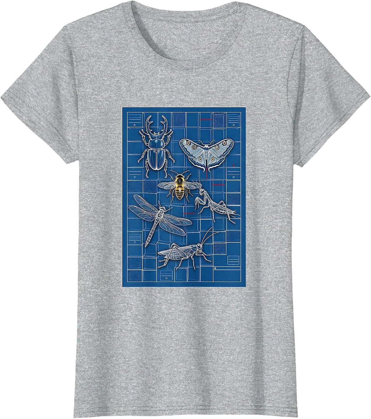 Insect Specimen Chart Bug Collector Entomology Humor T-Shirt - Heather Grey