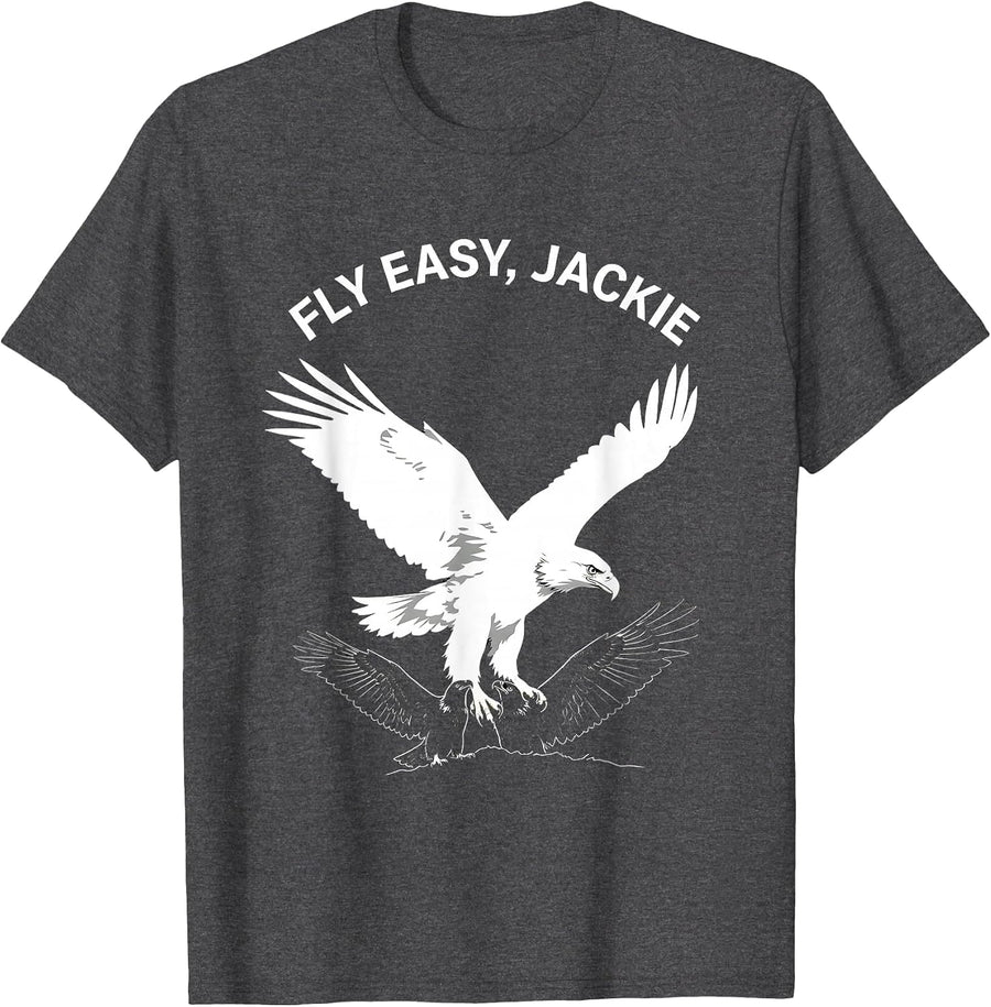 Men's Fly Easy Jackie Memorial Bald Eagle Tribute Wildlife T-Shirt - Dark Heather Grey