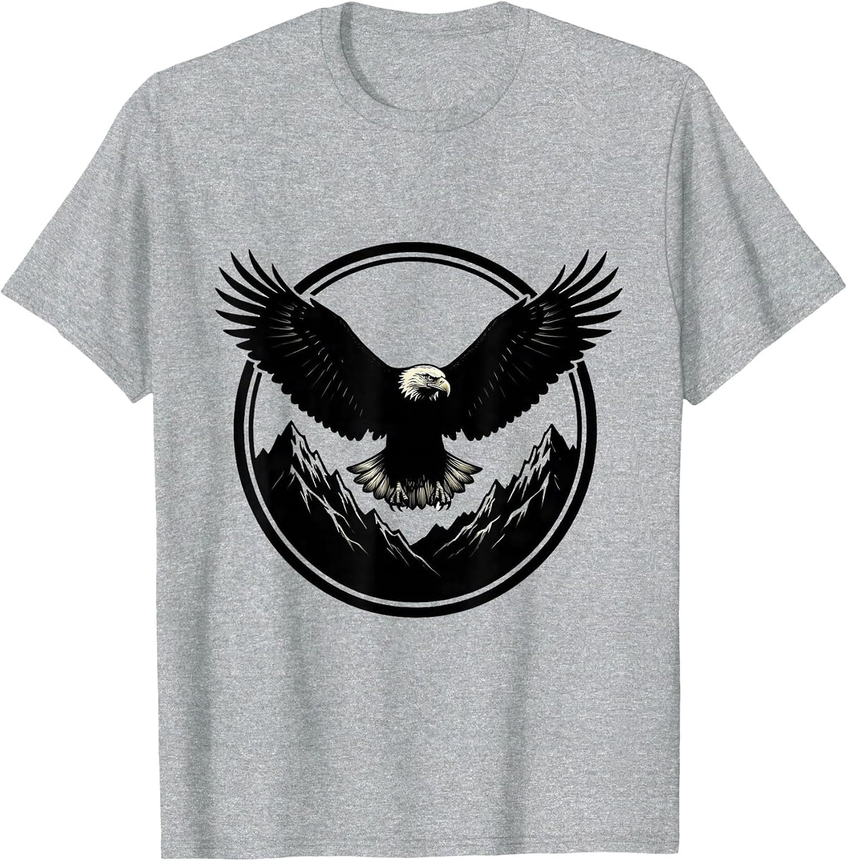 Men's Bald Eagle Mountain Peaks Western Wildlife T-Shirt - Heather Grey