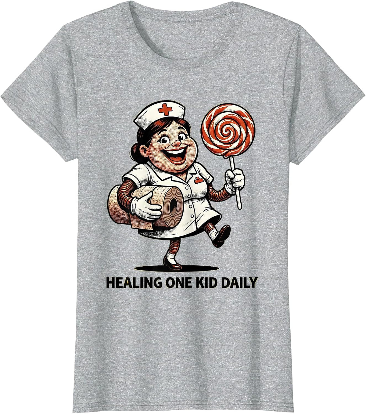 Healing One Kid Daily School Nurse Design T-Shirt - Heather Grey