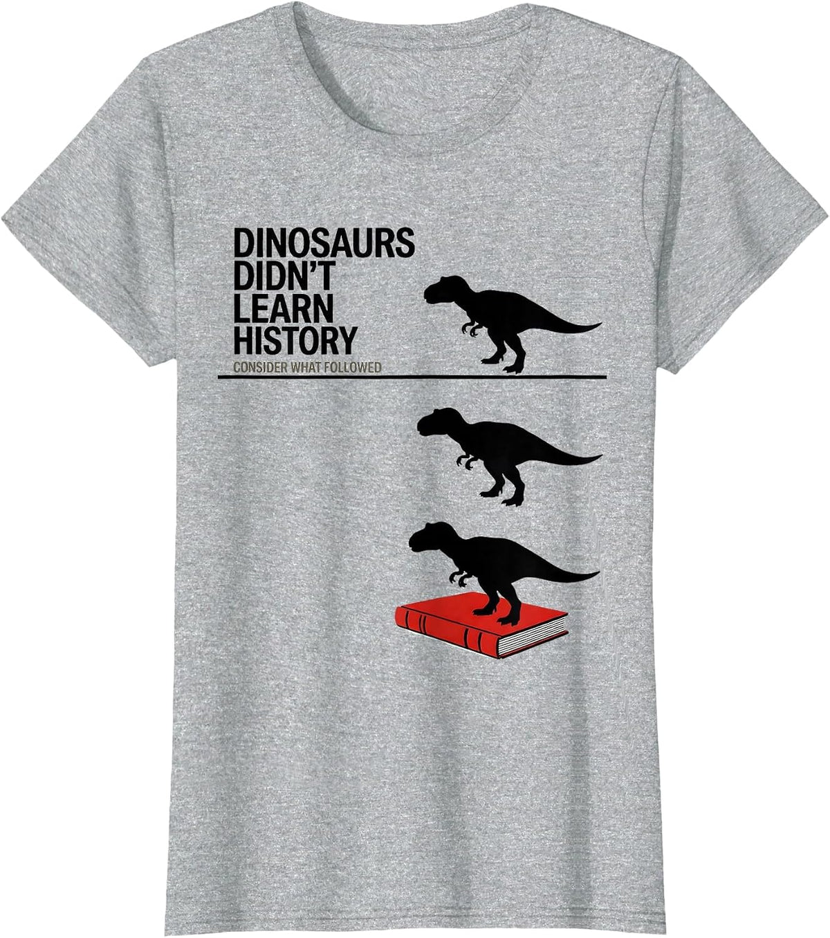 Dinosaurs Didn't Learn History — Consider What Followed T-Shirt - Heather Grey