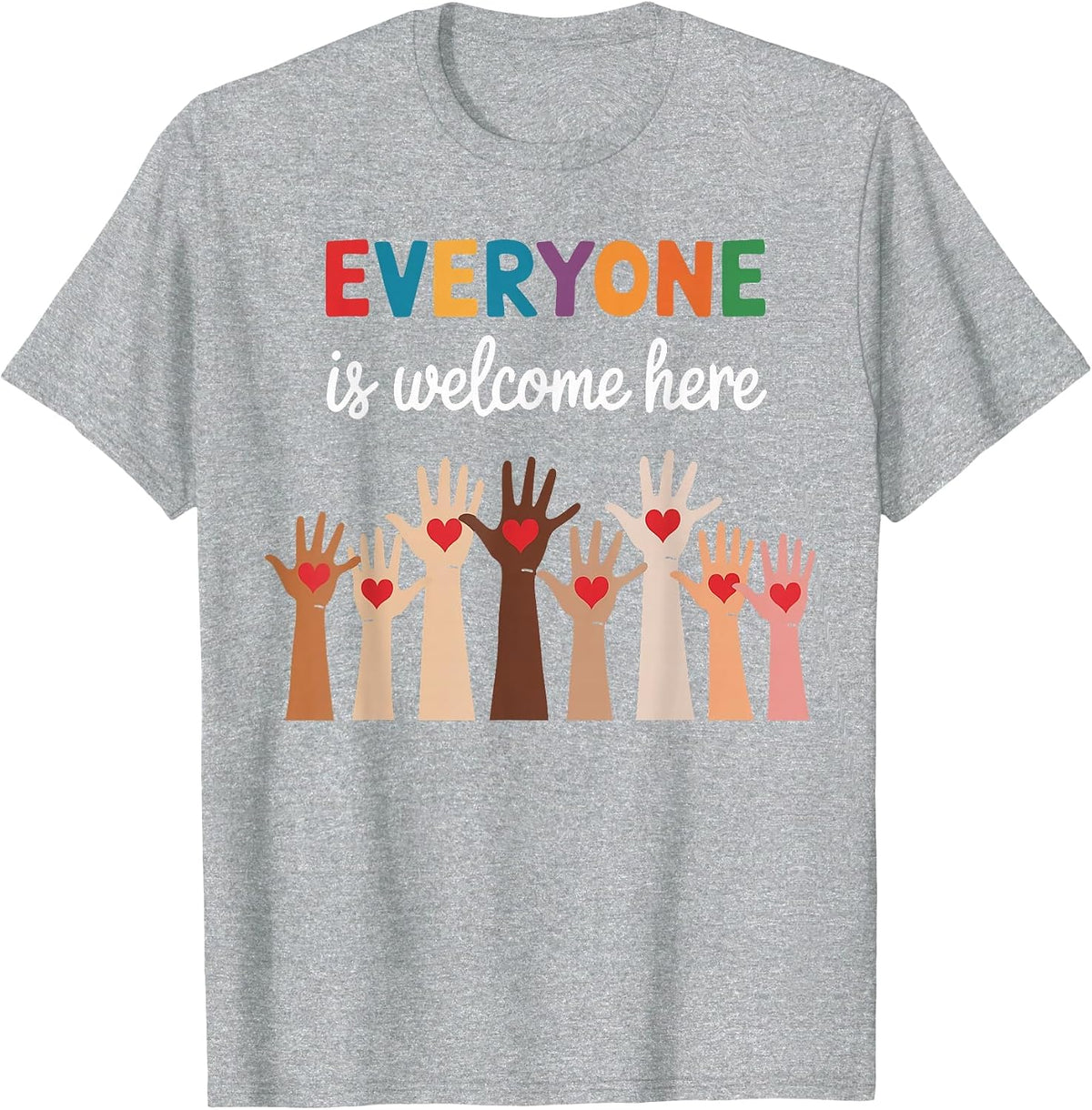 Everyone is Welcome Here Idaho Teacher T-Shirt - Heather Grey