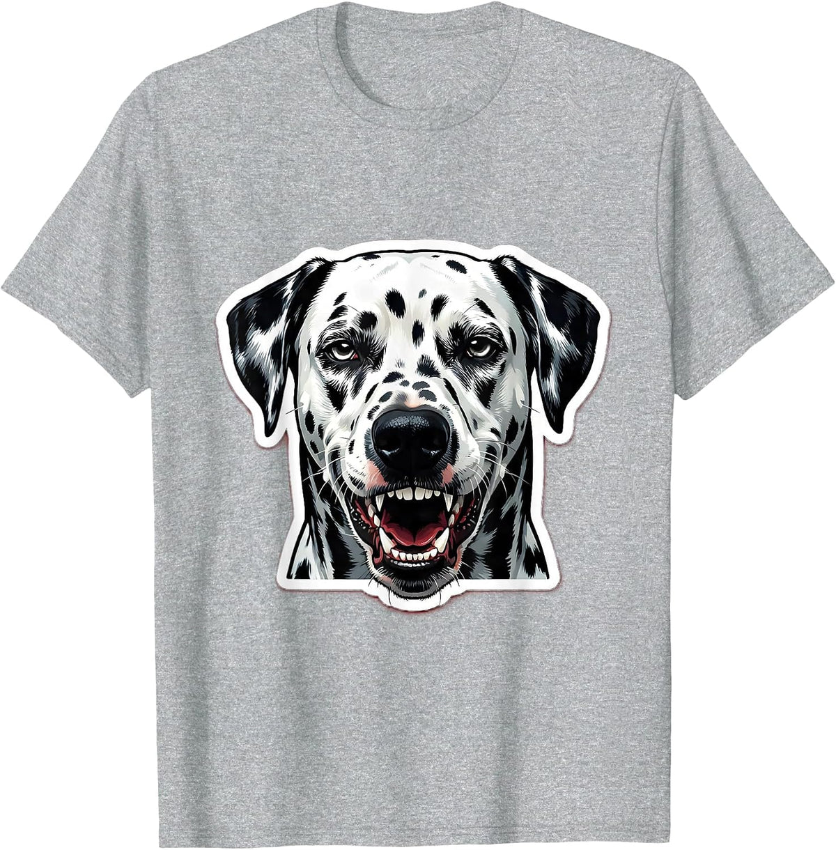 Men's Fierce Dalmatian Snarling Bold Spot Shadow Graphic T-Shirt - Heather Grey