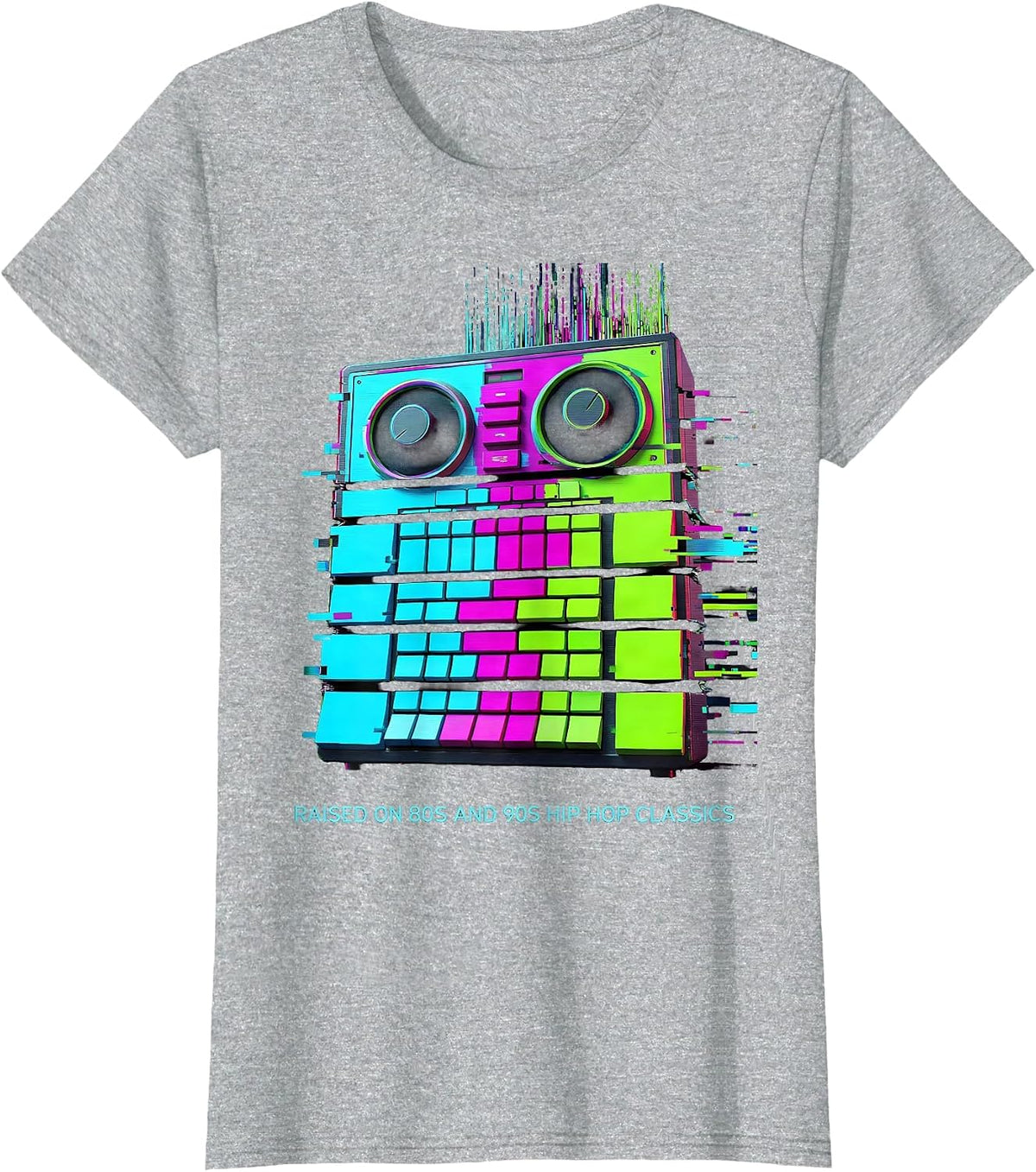 Women's Raised On 80s And 90s Hip Hop Classics Retro Nostalgia T-Shirt - Heather Grey