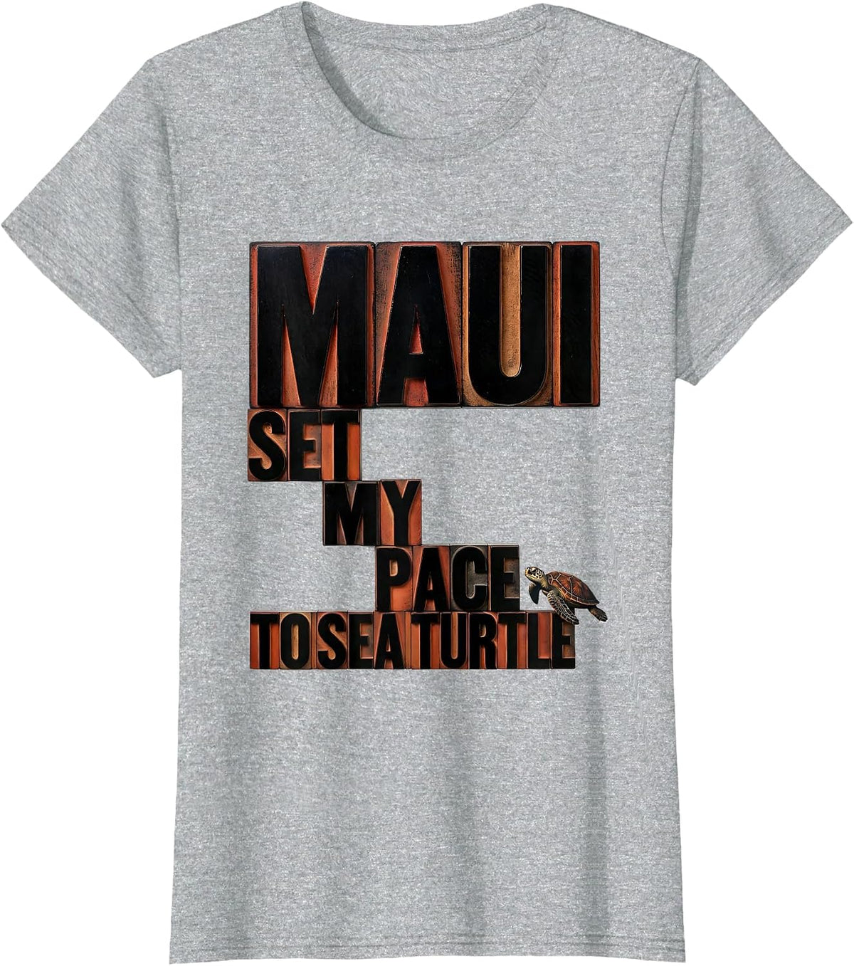 MAUI SET MY PACE TO SEA TURTLE Tropical Beach Souvenir T-Shirt - Heather Grey