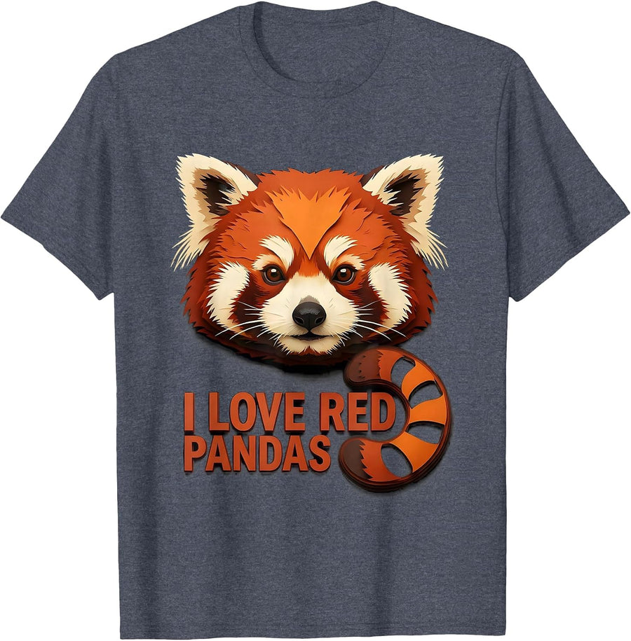 I Love Red Pandas Cute Animal Lover Gift for Panda Fans T-Shirt - Heather Blue