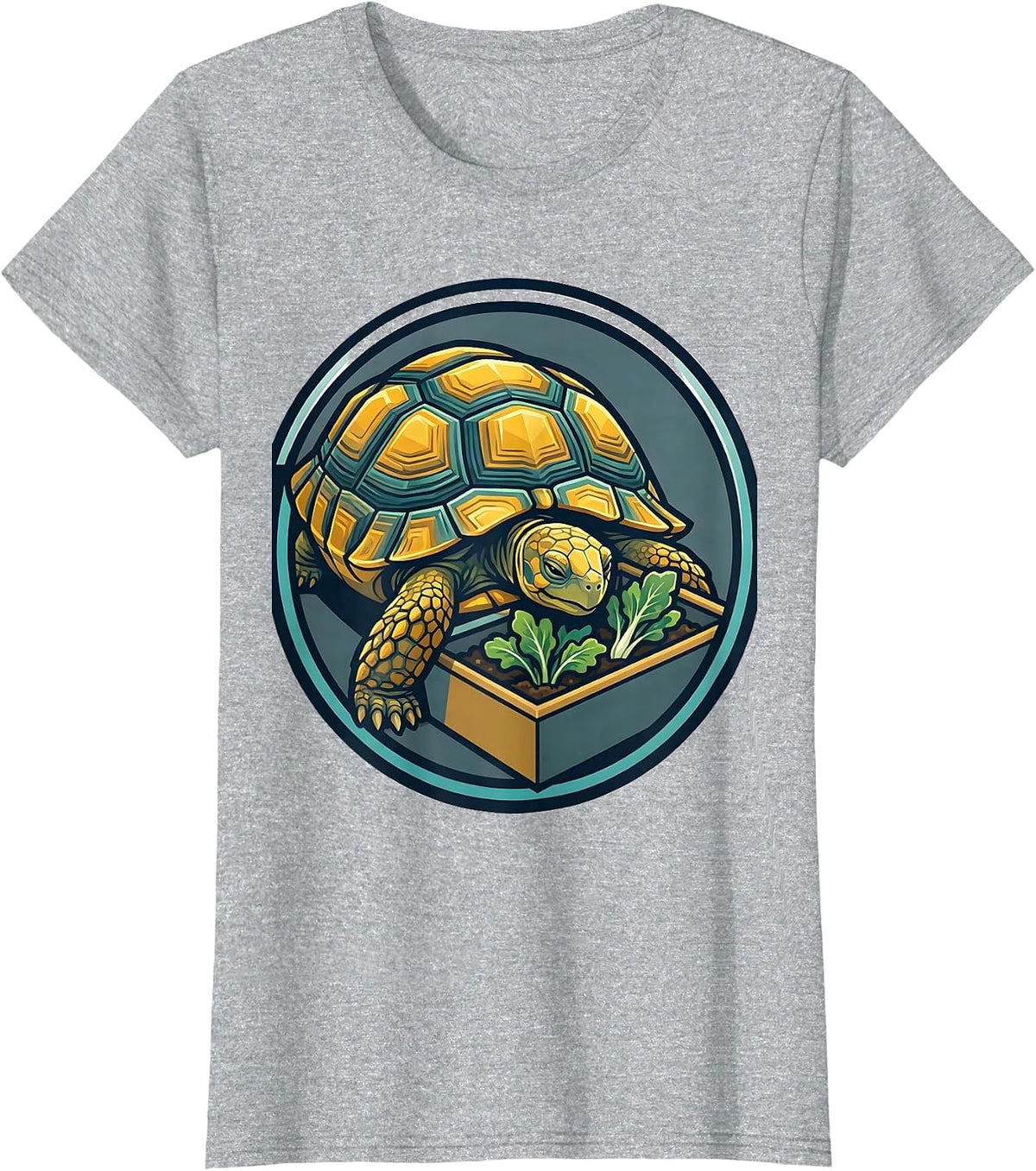 Sealed Turtle Badge Flat Vector Pet Lover Humor T-Shirt - Heather Grey